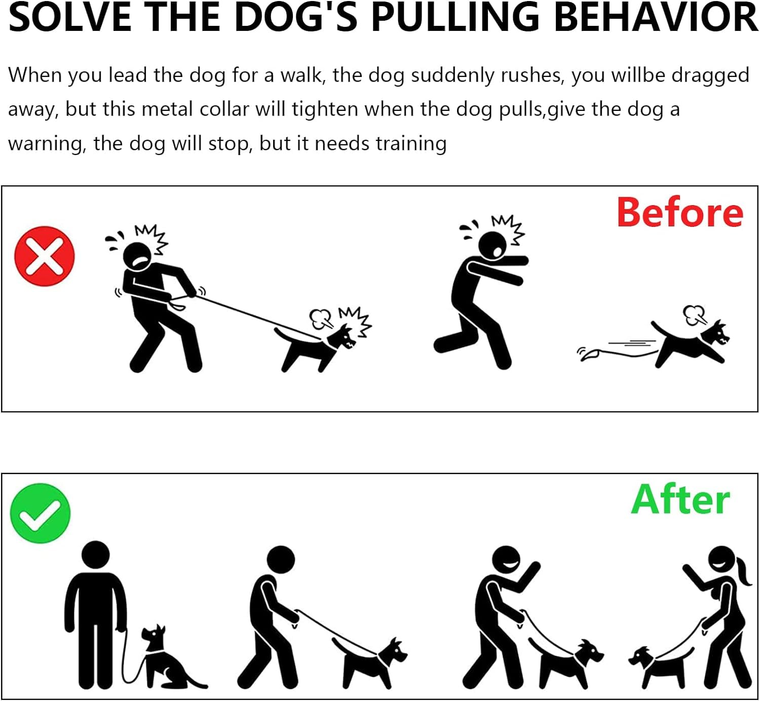 USA-Made 304 Stainless Steel Chew-Proof Dog Chain Collar - Anti-Tangle Training Leash for Small, Medium, Large & XL Dogs - Durable Walking Necklace for Daily Exercise & Outdoor Adventures