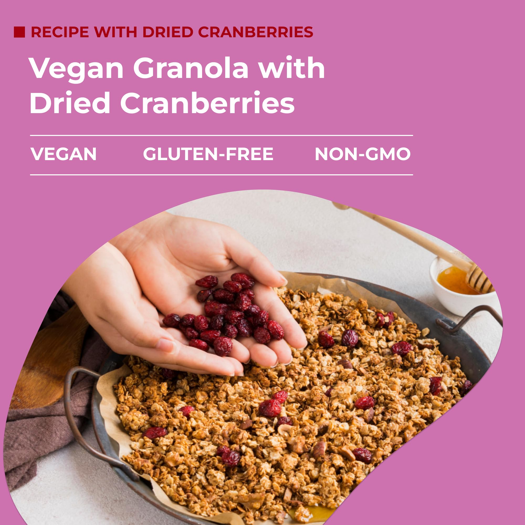 Amrita Dried Cranberries 1 lb - Sweetened with Apple Juice, Unsulfured, Gluten Free, Non-GMO, No Preservatives | Resealable Bag for Freshness | Perfect for Healthy Snacks, Salads, Baking & Trail Mix | Great for On-the-Go, Lunch Boxes & Dessert Toppings