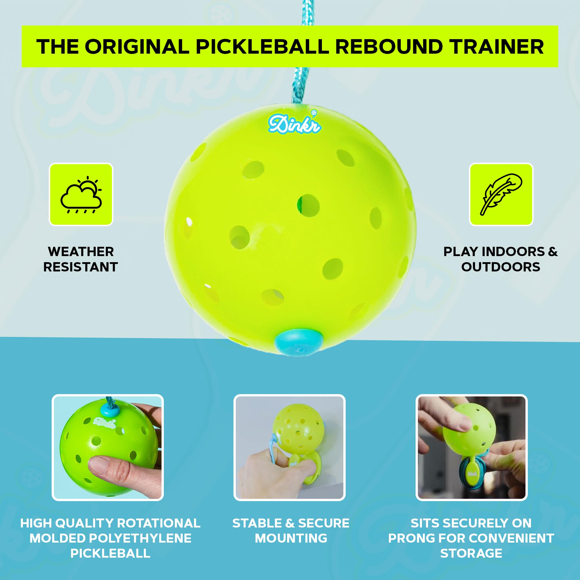 Dink’r - Pickleball Rebounder Trainer | Solo Practice & Training Aid for All Skill Levels | Perfect Gift for Juniors and Pros | Improve Your Game at Home, Backyard or Court
