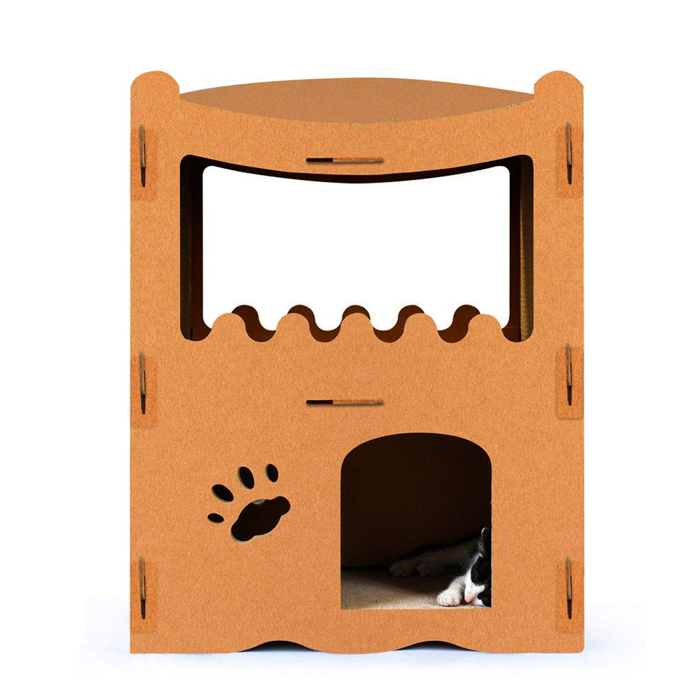 Premium Cat Tree Tower with Scratching Board - Durable Corrugated Paper Pet Toy for Indoor Cats - Wear-Resistant, Breathable & Safe Climbing Furniture for Play & Relaxation - Perfect for Apartments & Small Spaces