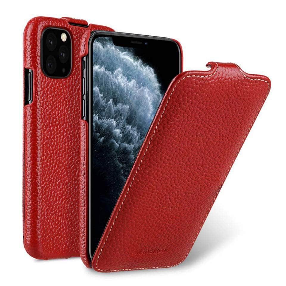 Premium Genuine Leather iPhone 14 Vertical Case - Slim Protective Cover with Card Slot | Perfect for Business Professionals & Daily Use