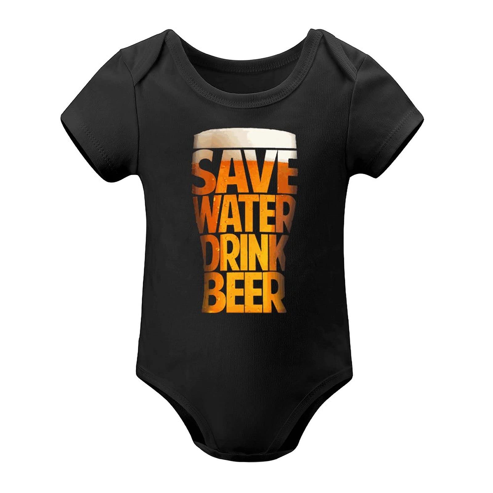 B&MAVIS Save Water Drink Beer Unisex Baby Bodysuit - Black Short Sleeve Onesie for Newborns, Infants & Toddlers - Funny Beer Lover Gift for Parties & Casual Wear
