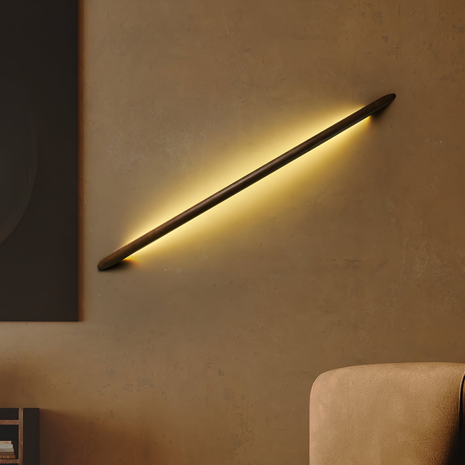 Modern Linea Wood Wall Light - Handcrafted Wooden Sconce with Warm LED Lighting - Perfect for Bedroom, Living Room, and Hallway Ambient Decor