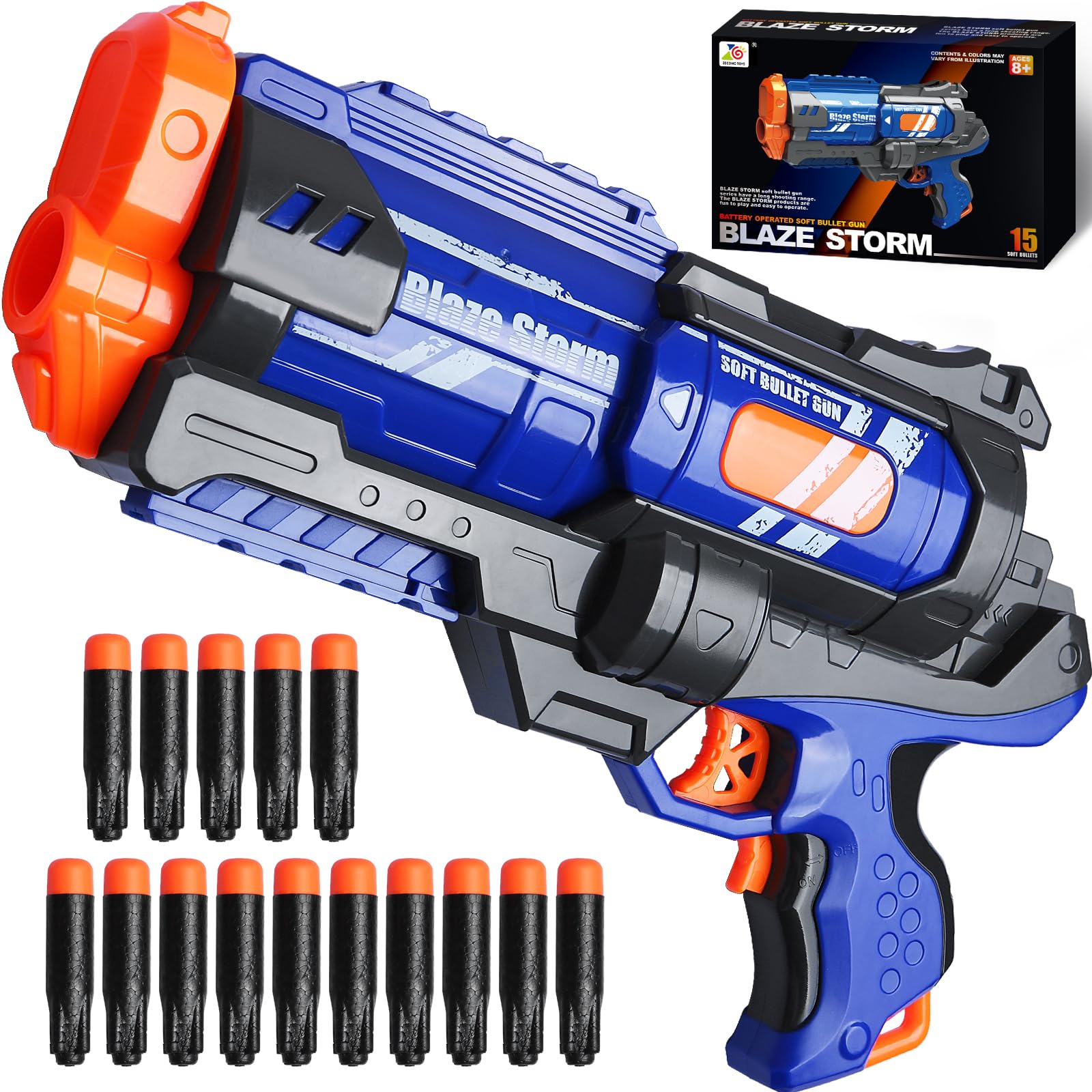 Zecong Electric Toy Gun for Kids & Adults - Blue LED Light Blaster with Safe Foam Darts - Perfect for Outdoor Play, Nerf Battles, and Birthday Gifts