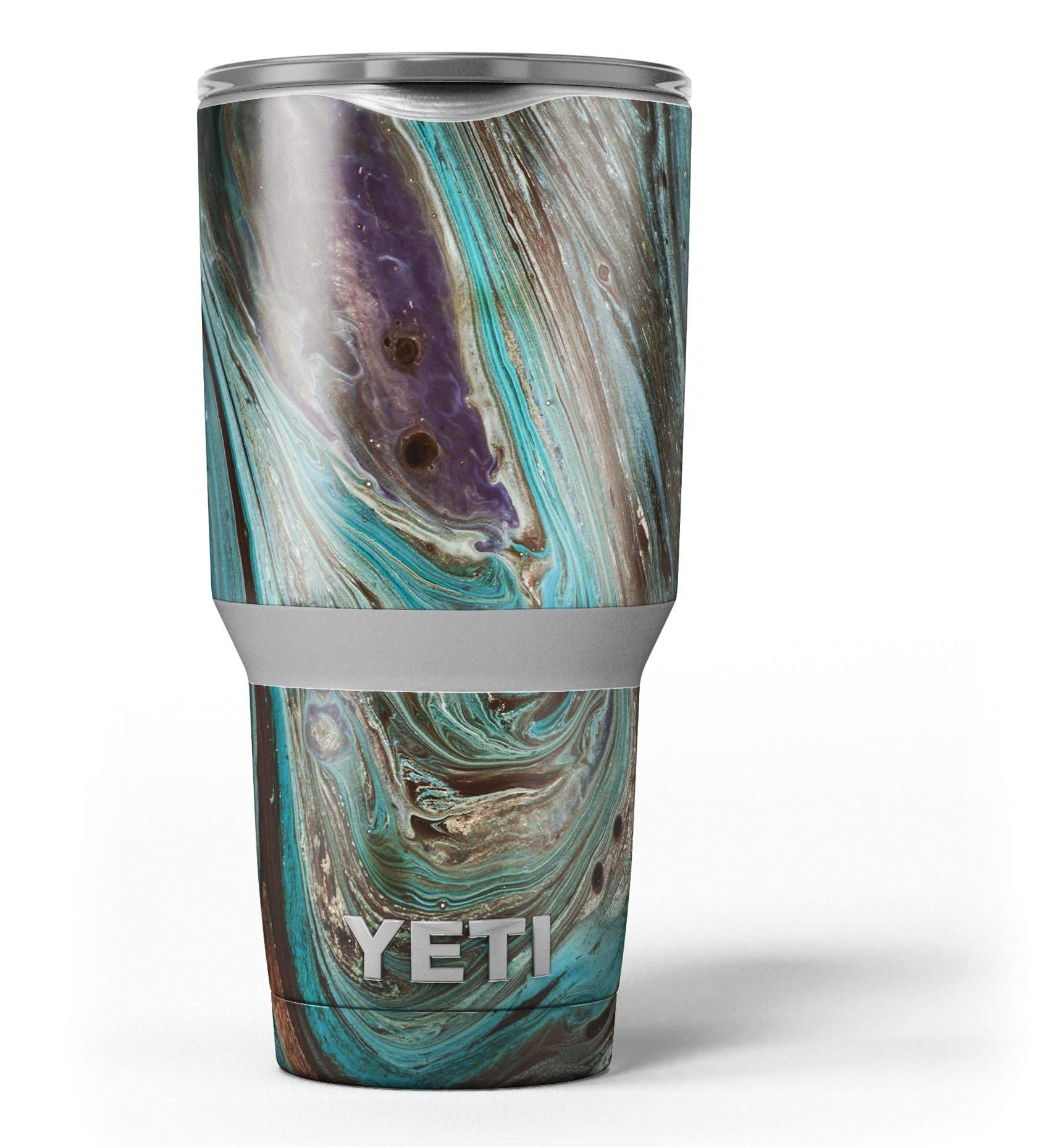 Swirling Dark Acrylic Marble Vinyl Wrap Kit for Yeti Rambler Tumbler & Cooler Cups - Waterproof Skin Decal Sticker for Customization - Perfect for Office, Travel, Gym and Outdoor Adventures