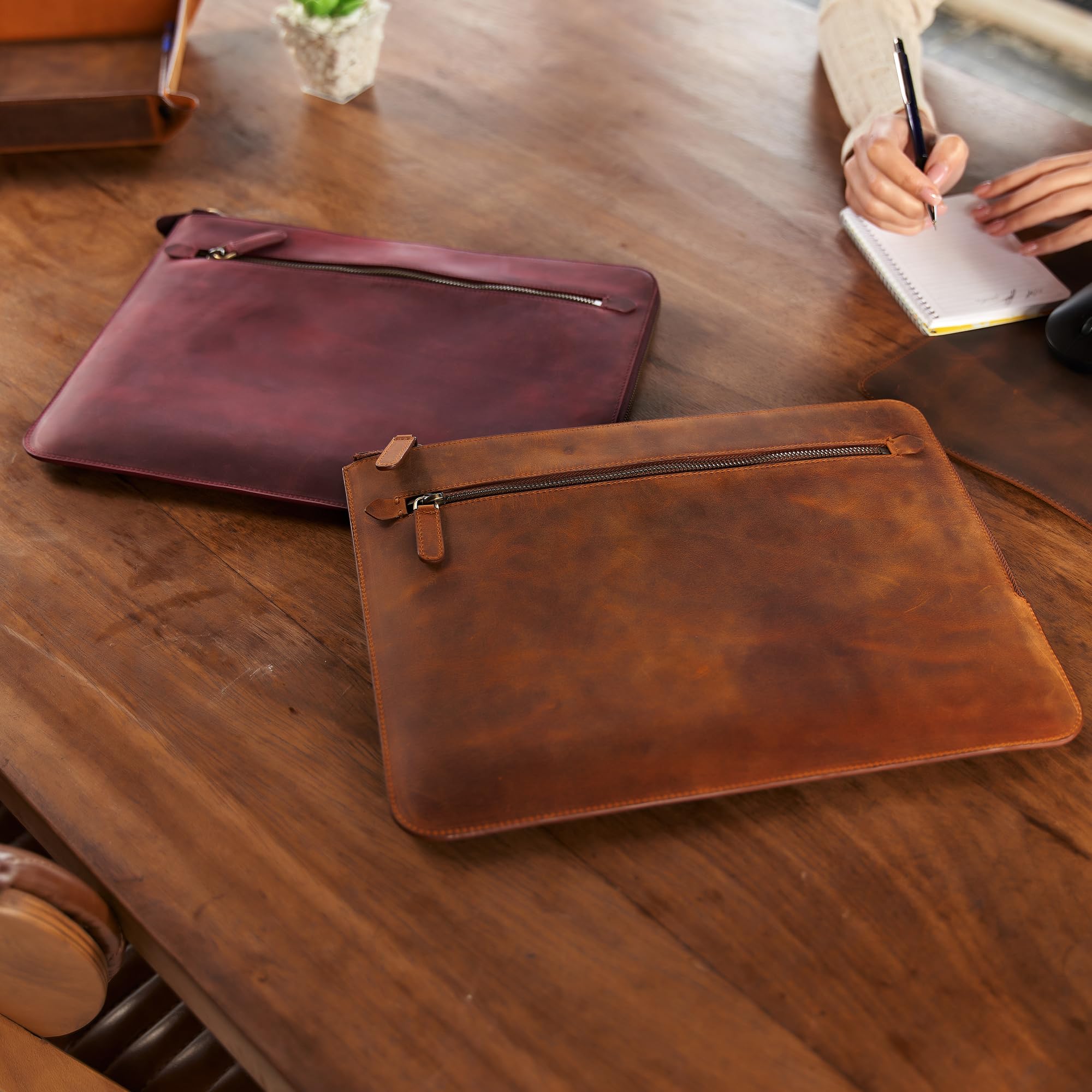 Handmade Genuine Leather MacBook Sleeve - Custom Slim-Fit Case for MacBook Air 13/15 & Pro 14/13-13.3 inch - Premium Black Laptop Bag for Work, Travel & School