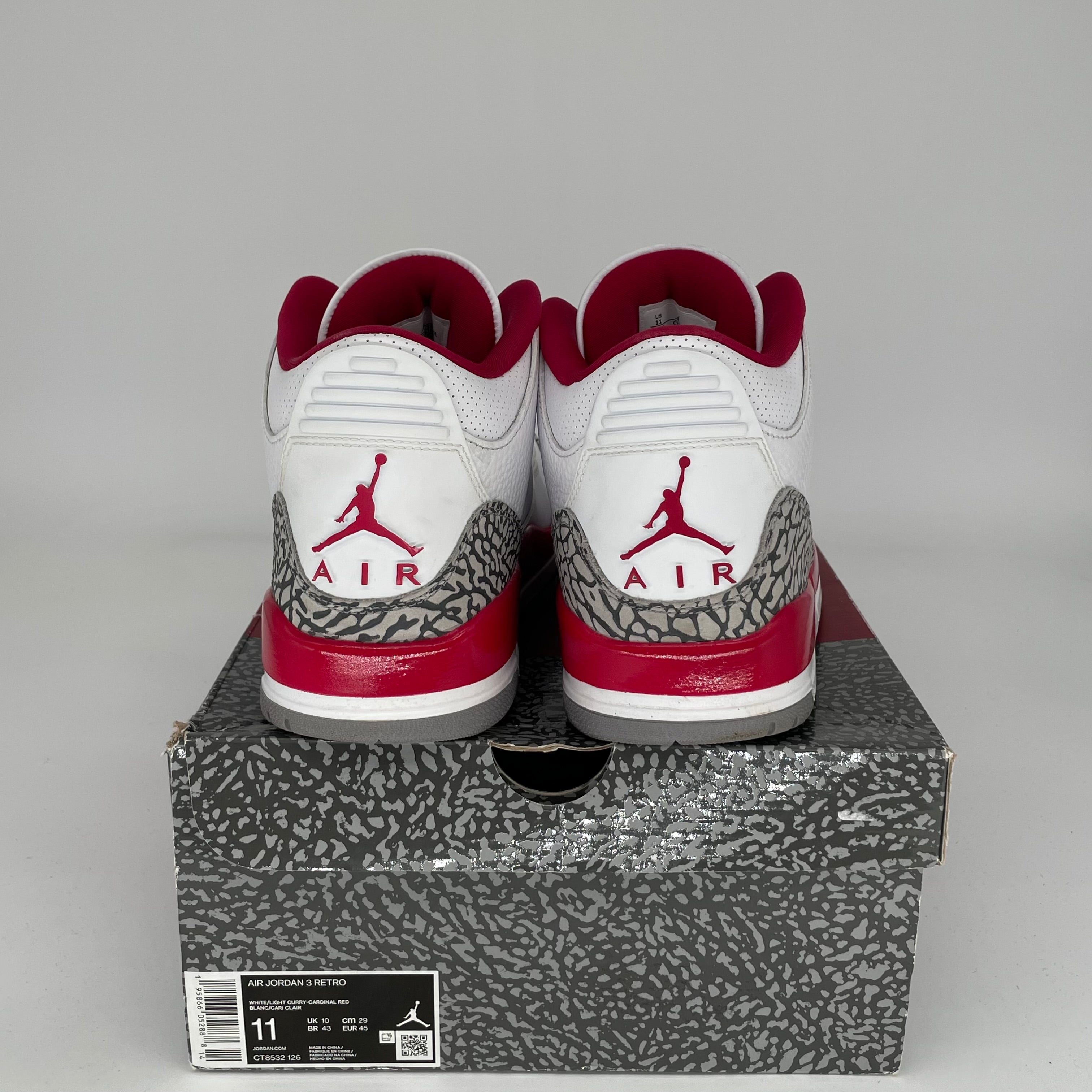 AIR JORDAN 3 Cardinal Red Retro Basketball Shoes Men's Size 11 (CT8532-126) - Perfect for Streetwear, Sneaker Collecting & Casual Fashion