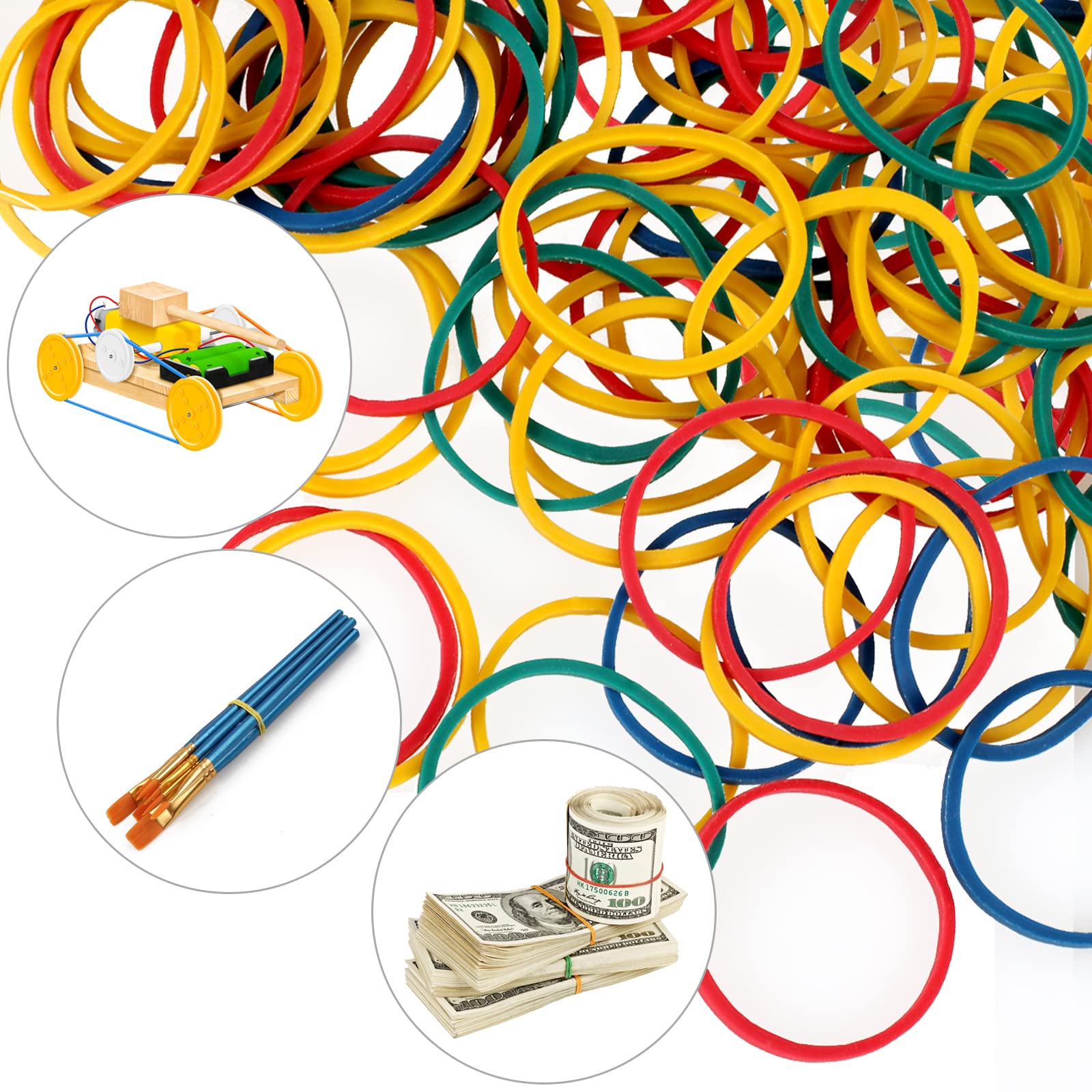 300 Pcs Paper Clips, Binder Clips & Rubber Bands Set - Assorted Sizes Office Supplies for Organizing Documents, School Projects, Teacher Desk Essentials & Home Office Organization