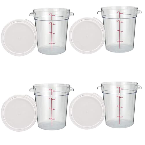 Tiger Chef 4 Quart Clear Polycarbonate Food Storage Containers with Lids - Commercial Grade, BPA Free, Airtight Round Kitchen Containers for Meal Prep, Leftovers & Pantry Organization