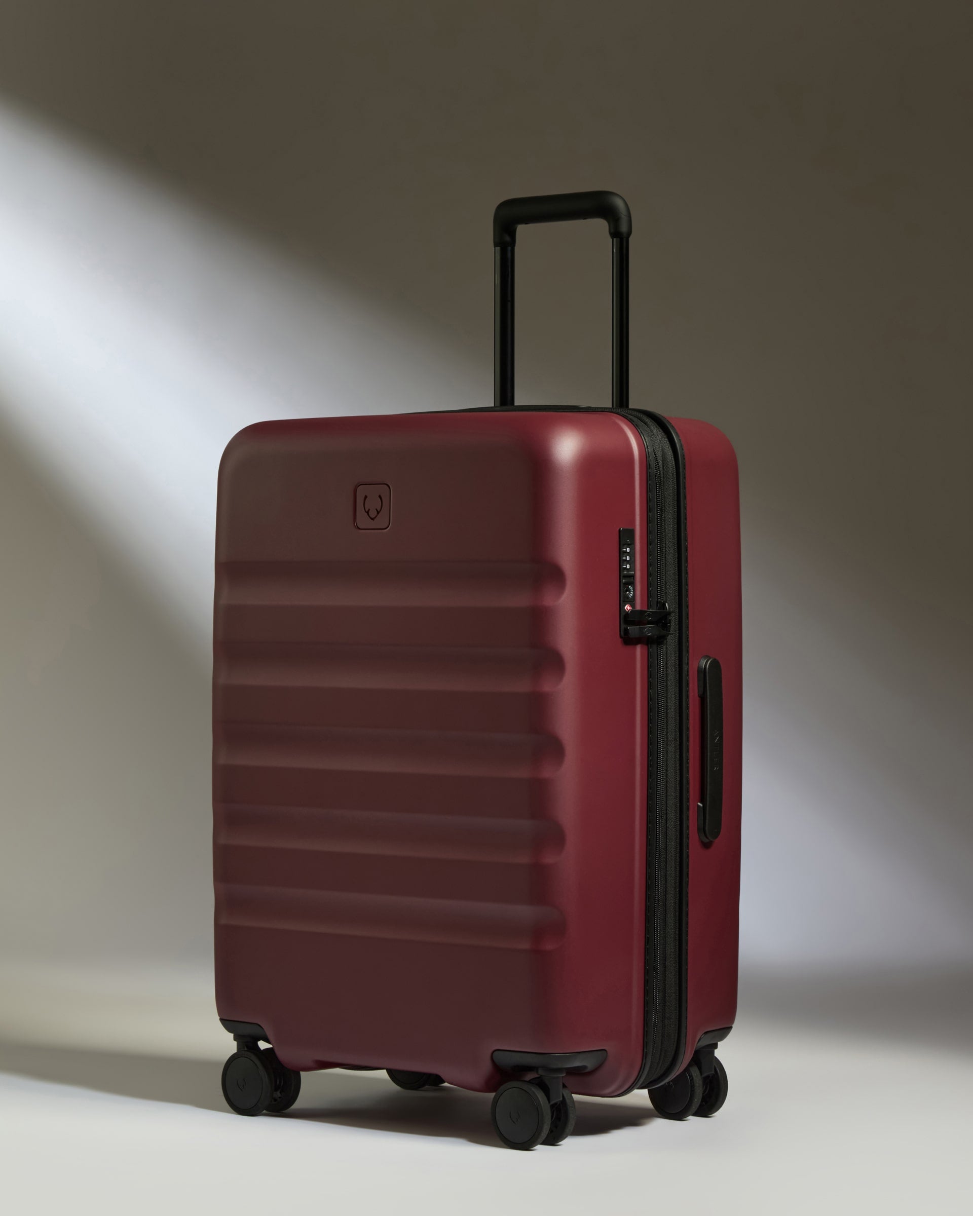 Expandable Carry On Luggage Set - Cedar Red Icon Stripe Travel Suitcase with Spinner Wheels | Perfect for Air Travel, Business Trips & Weekend Getaways