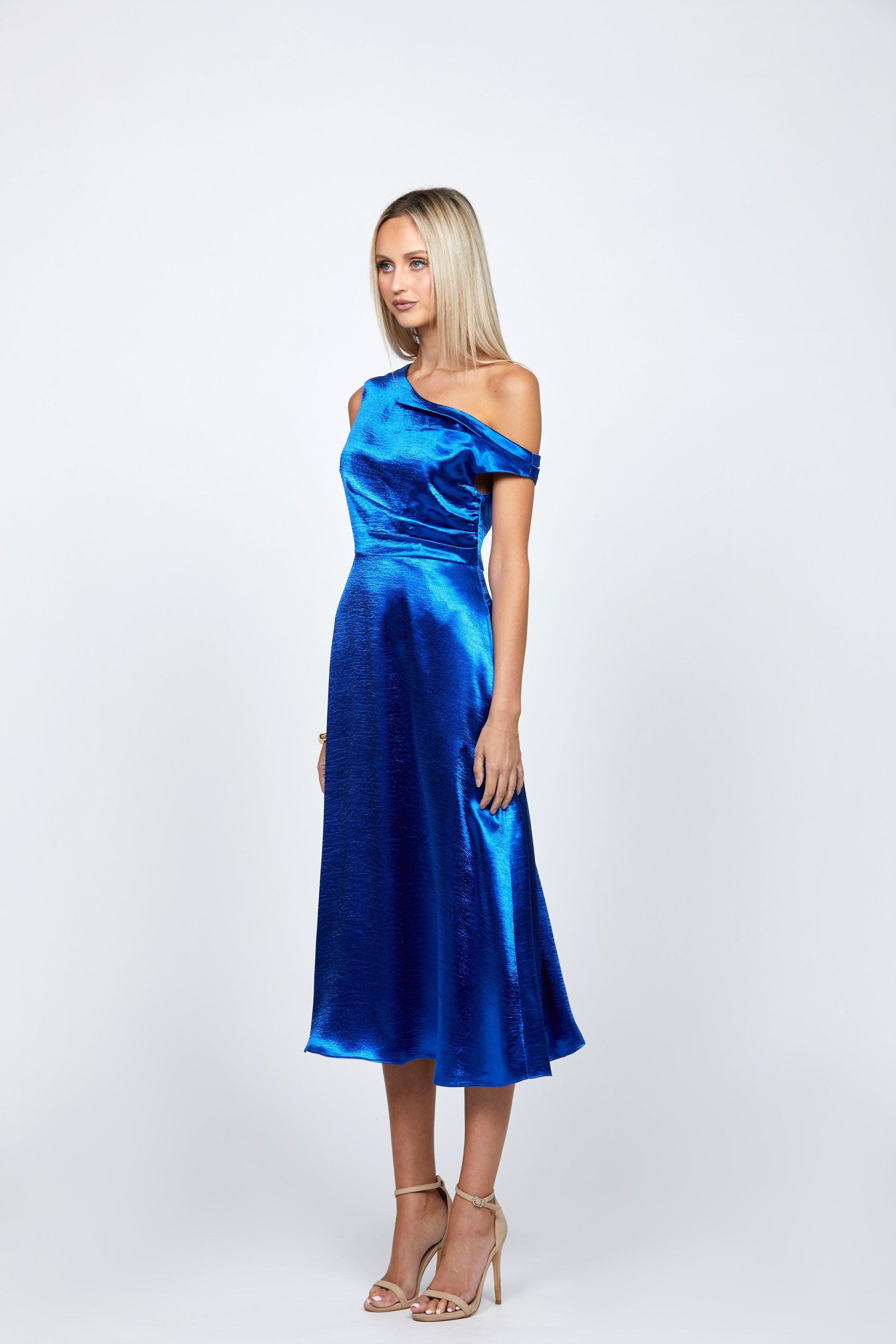 Sierra One Shoulder Midi Dress - Elegant Women's Summer Party Cocktail Dress with Flowy Skirt | Perfect for Weddings, Date Nights & Special Occasions