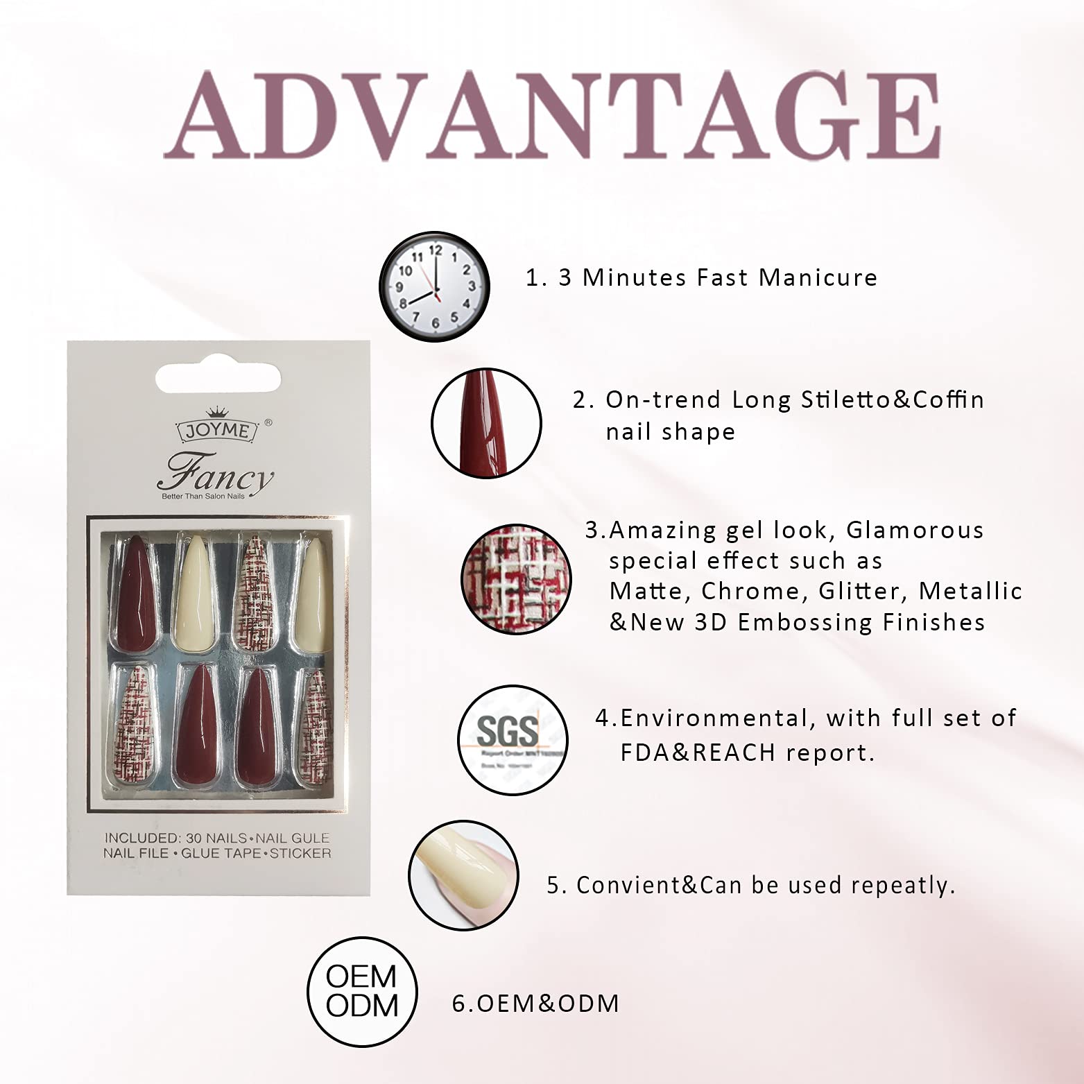 30PCS Solid Color Long Pointed Press on Nails - Glossy False Nails with 3D Embossing Plaid Designs for Women | Full Cover Stick on Fake Nails Kit (Milk White & Red) | Perfect for Parties, Weddings, Date Nights & Special Occasions