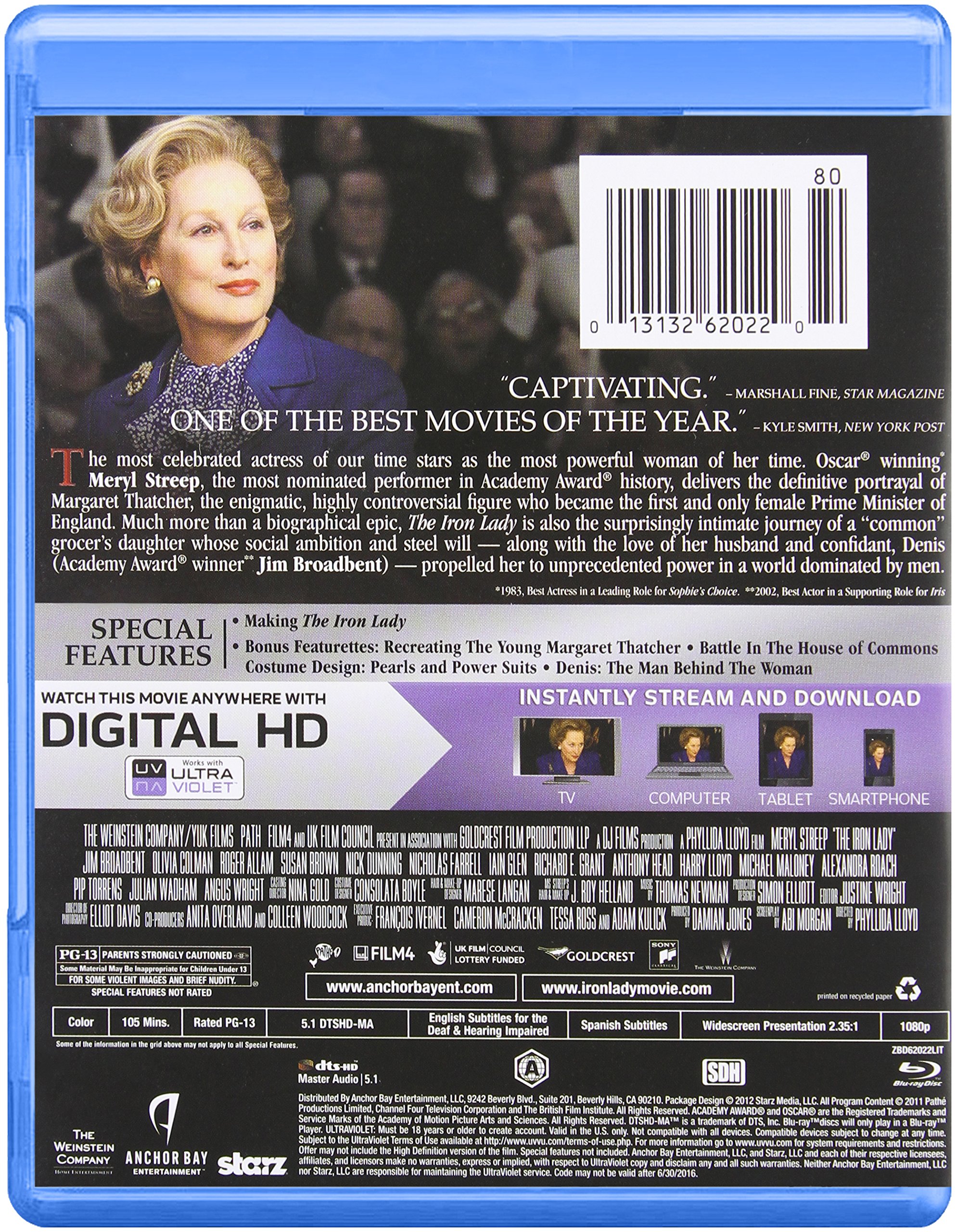 The Iron Lady [Blu-ray] - Margaret Thatcher Biopic Movie | Award-Winning Drama Film | Perfect for History Buffs & Political Enthusiasts
