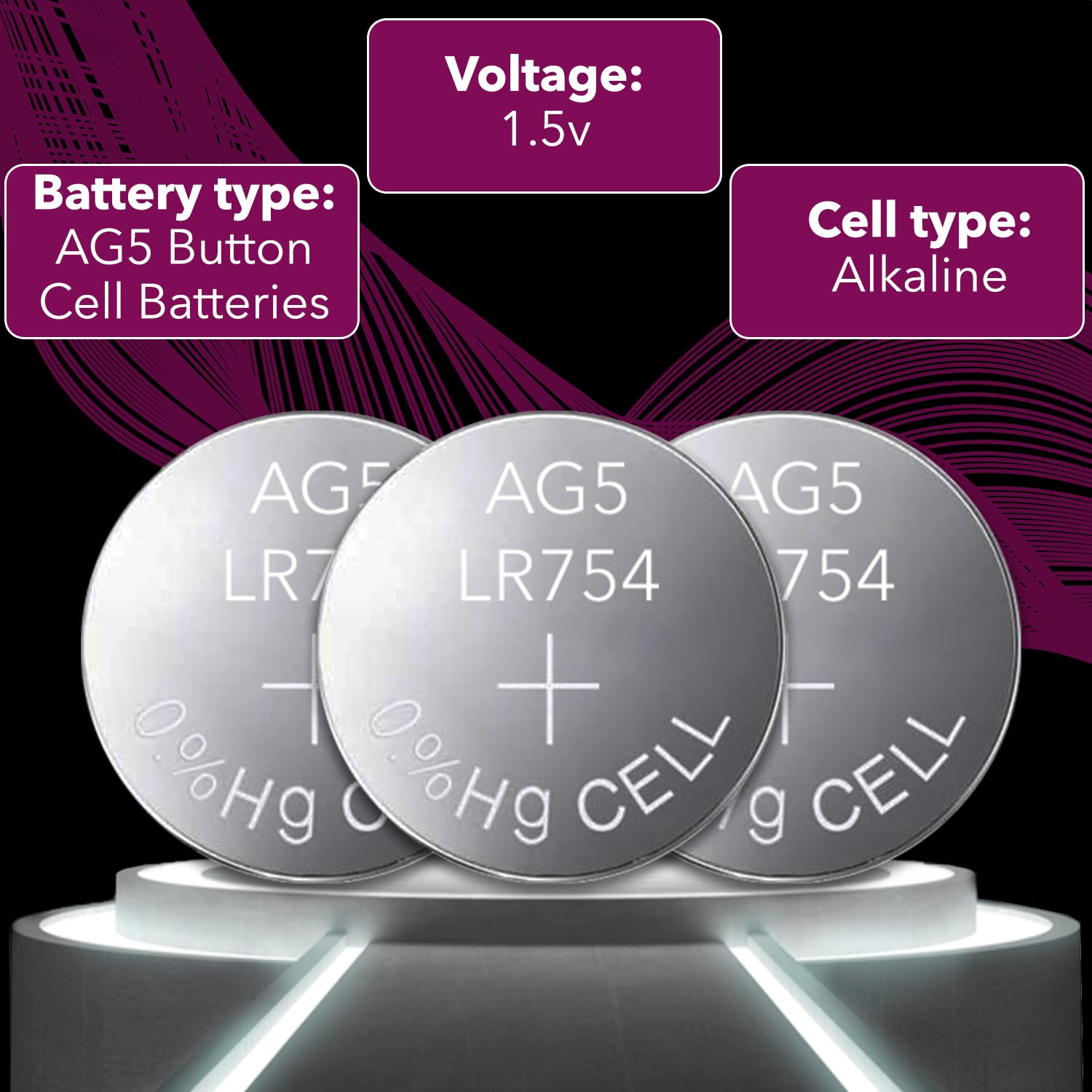 10 Pack AG5 LR754 393 SR48 1.5V Alkaline Watch Batteries - Long Lasting Power for Watches, Calculators, Toys & Small Electronics