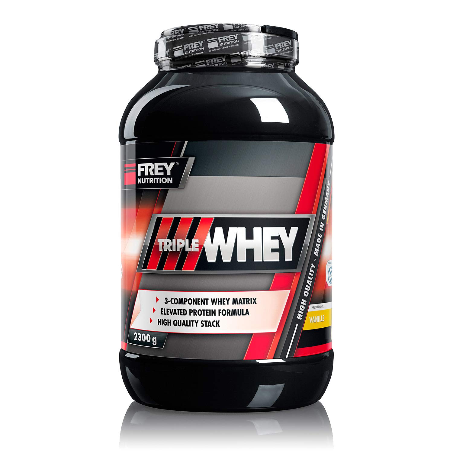 Frey Nutrition Whey Protein Powder Vanilla Flavor - 2.3kg (5.07lb) Tin - 30% Protein Isolate for Muscle Growth & Recovery - High BCAA Content (23.8g) - Made in Germany - Ideal for Post-Workout Shakes, Smoothies & Healthy Breakfasts
