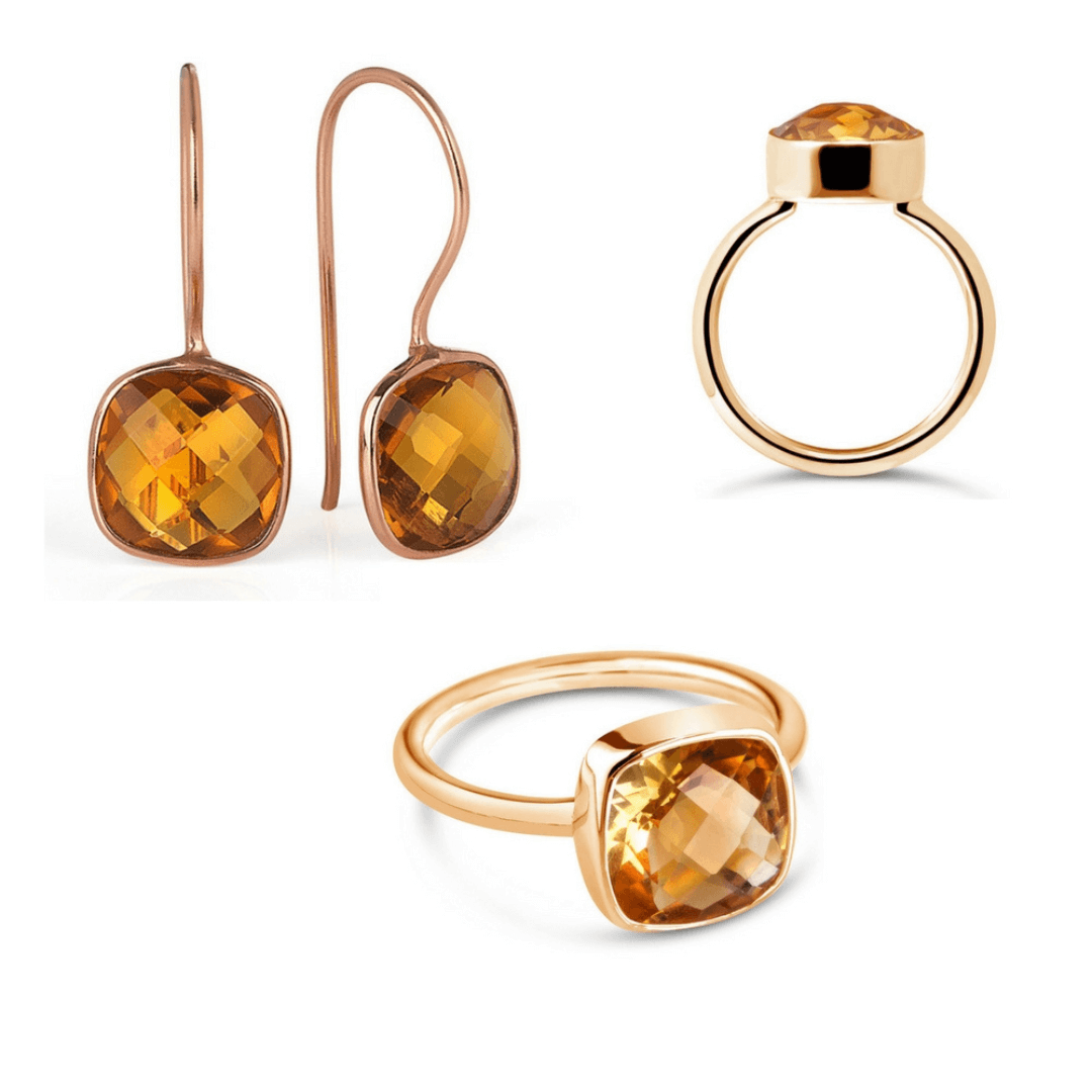 Elegant Citrine Cocktail Ring in Rose Gold - Perfect for Evening Parties & Special Occasions