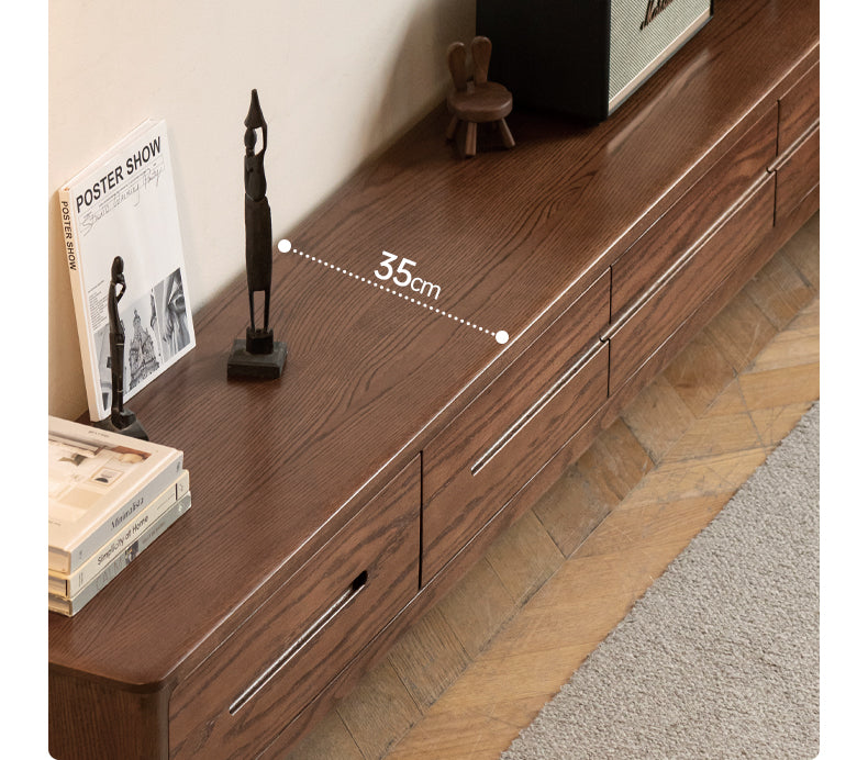 Solid Oak Wood TV Stand - Modern Entertainment Center with Storage Shelves for Living Room, Bedroom & Home Theater