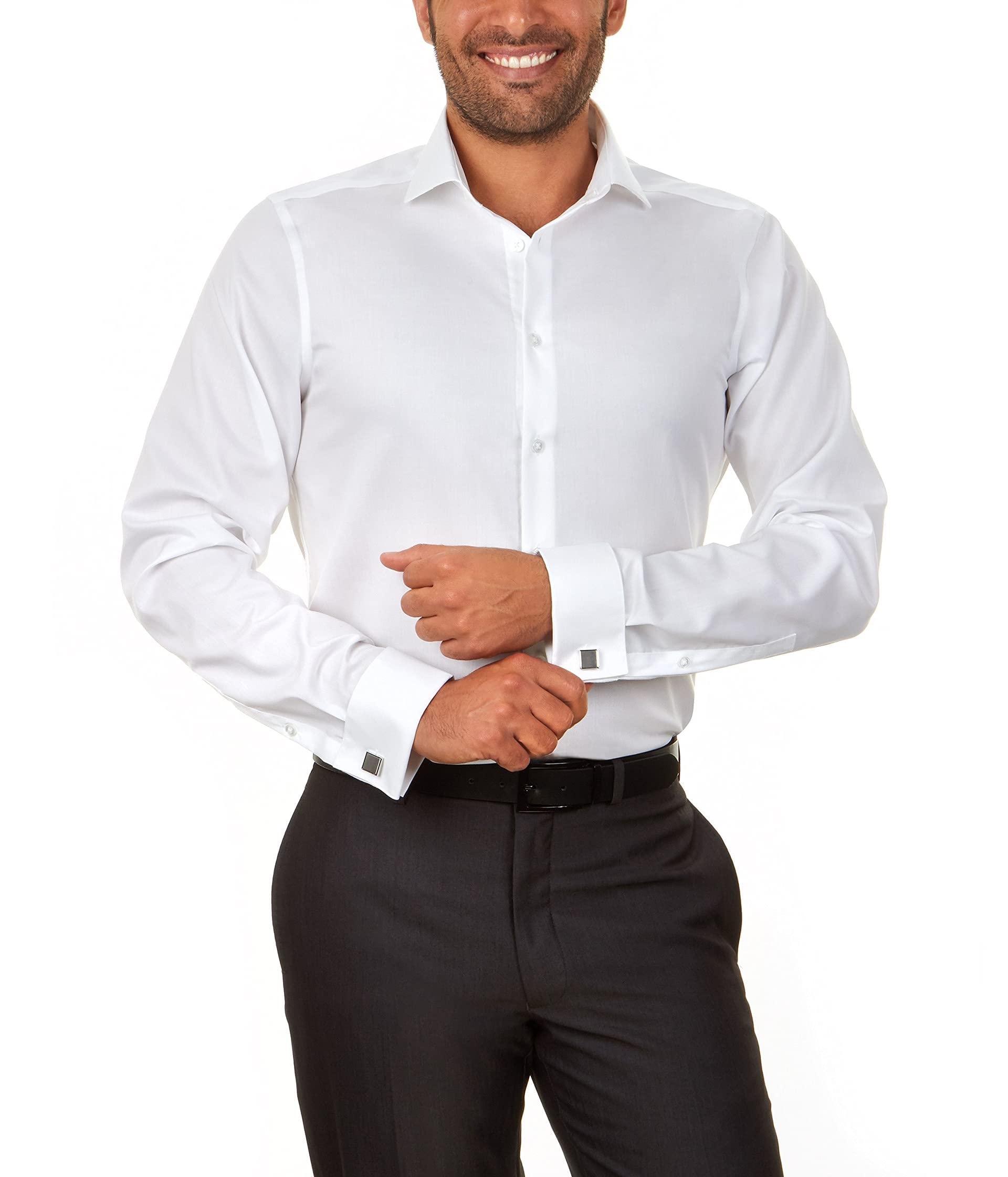 Calvin Klein Men's Non-Iron Dress Shirt - Herringbone Pattern, Spread Collar | Perfect for Business, Office & Formal Occasions