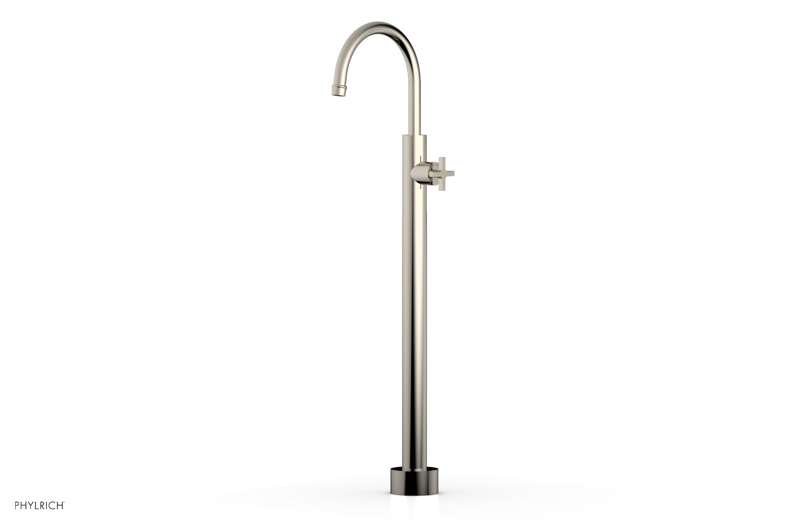 HEX MODERN Tall Floor Mount Tub Filler with Cross Handle 5014602 - Modern Bathroom Faucet for Freestanding Tubs, Perfect for Luxury Spa and Home Renovation