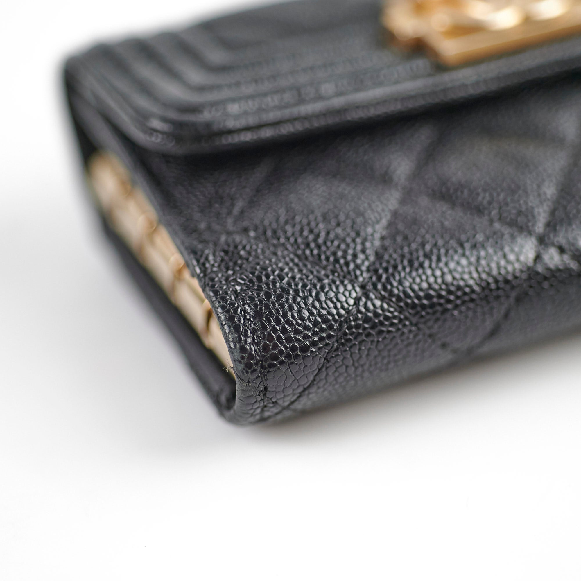 Chanel Caviar Leather Boy Key Holder - Black Luxury Keychain for Women | Perfect for Keys, Cards & Everyday Essentials
