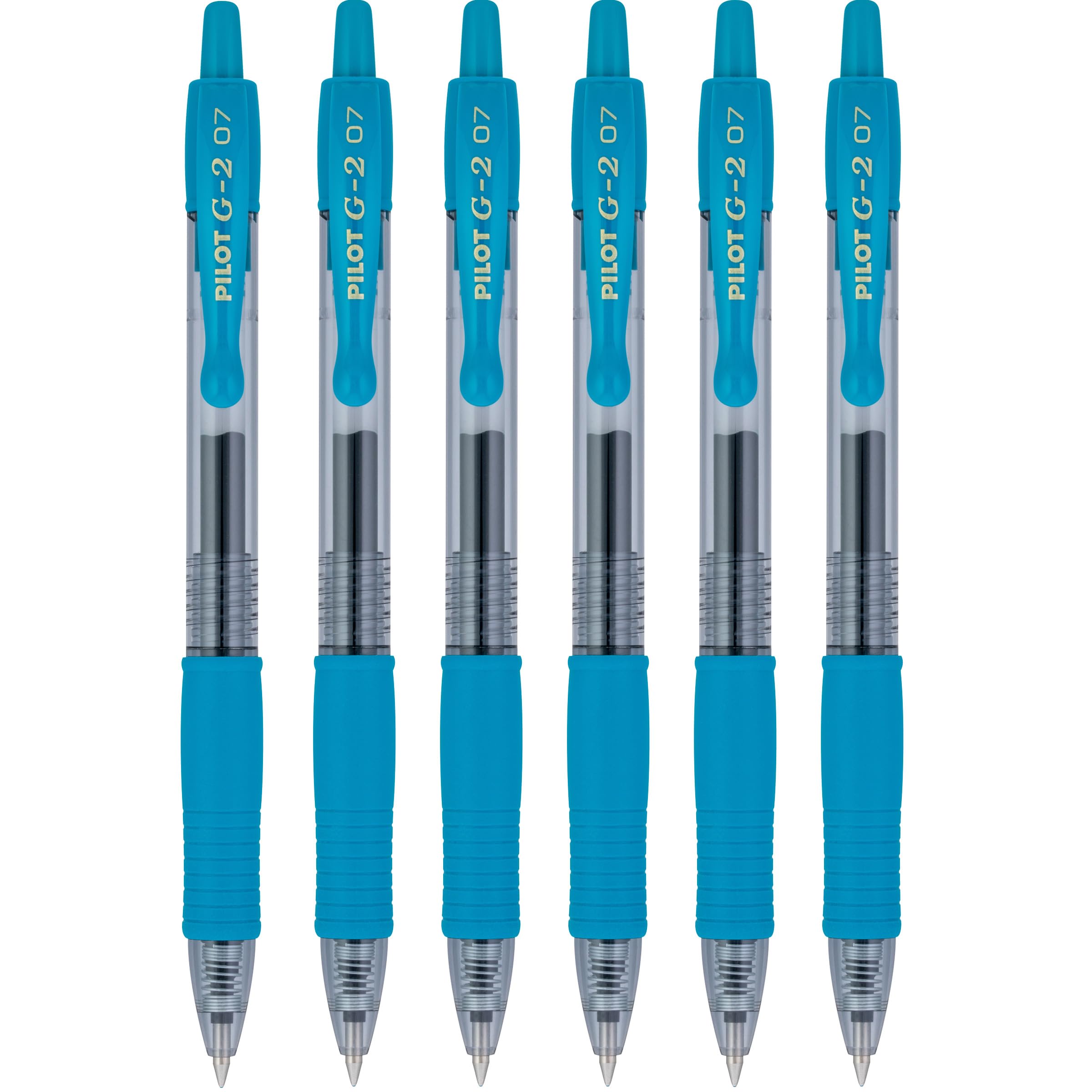 Pilot G2 Premium Refillable Retractable Gel Pens - 0.7mm Fine Point Teal Ink - 6-Pack for Office, School & Note Taking - Smooth Writing Rollerball Pens for Professionals & Students