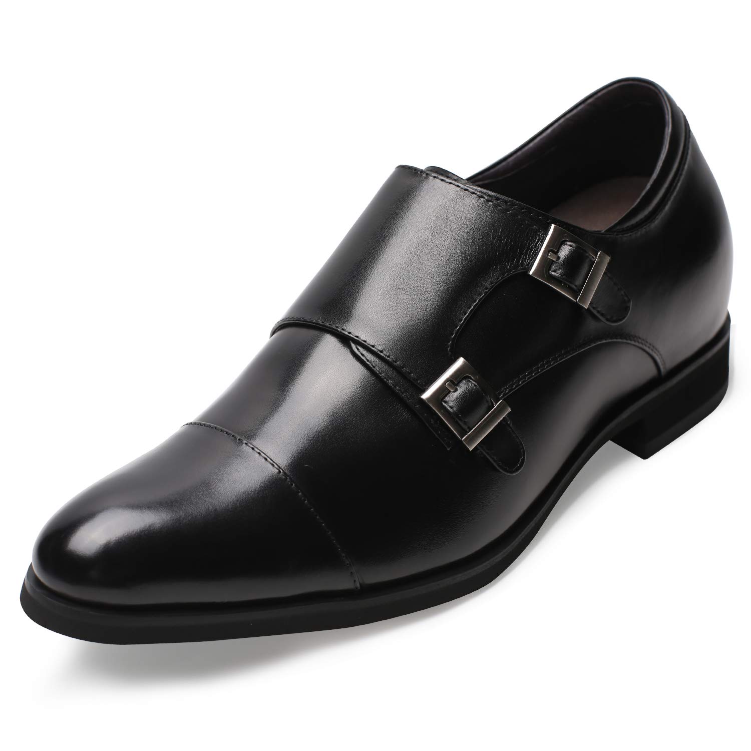 CHAMARIPA Men's Leather Elevator Shoes with Built-in Height Insoles - Breathable Anti-Slip Design, Custom Fit for Comfort | Enhanced Arch Support & Discreet Height Boost - Perfect for Work, Dating & Formal Occasions