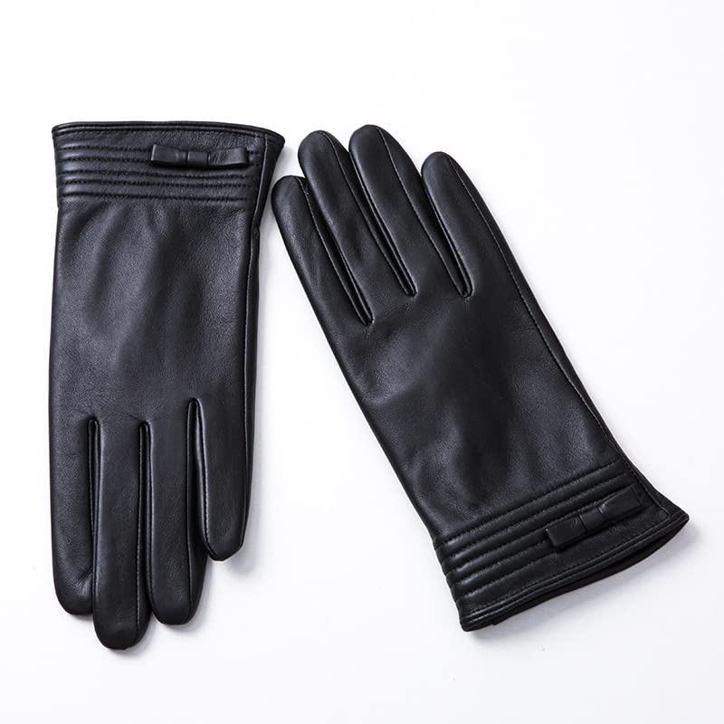 Premium Women's Winter Cashmere Lined Touchscreen Leather Gloves - Warm Driving & Texting Gloves (Black, X-Large) | Perfect for Cold Weather Commutes & Outdoor Activities