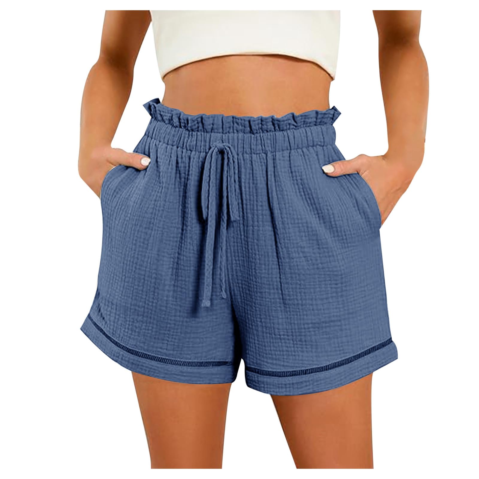 Stretchy Women's Ripped Denim Shorts - Mid Rise Distressed Jeans for Summer Casual Wear