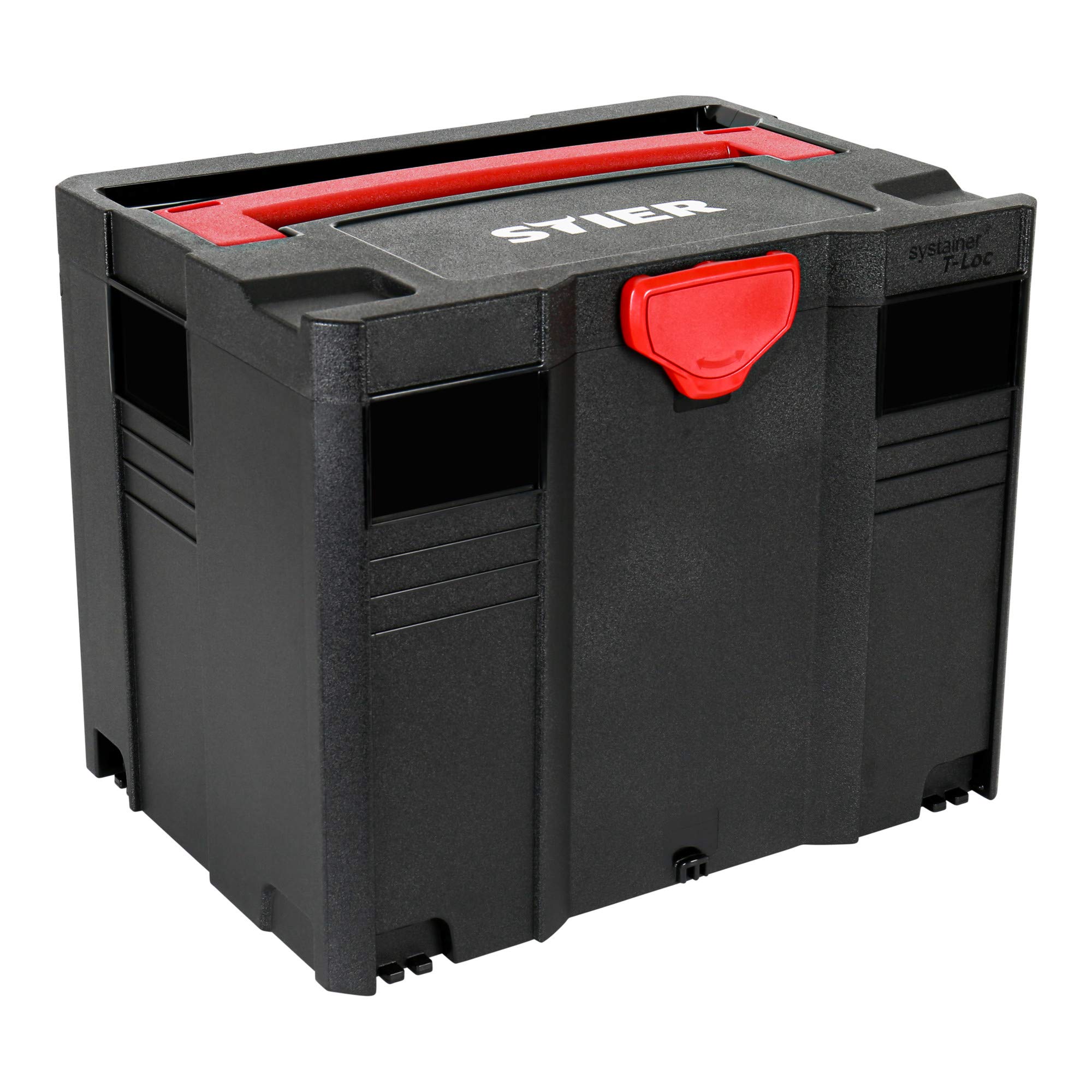 STIER Systainer IV T-LOC Black-Edition Tool Box - Heavy Duty ABS Plastic Storage Case, 315x396x296mm (HxWxD), Stackable System Organizer for Tools & Workshop Supplies | Perfect for Professional Contractors & DIY Home Improvement Projects