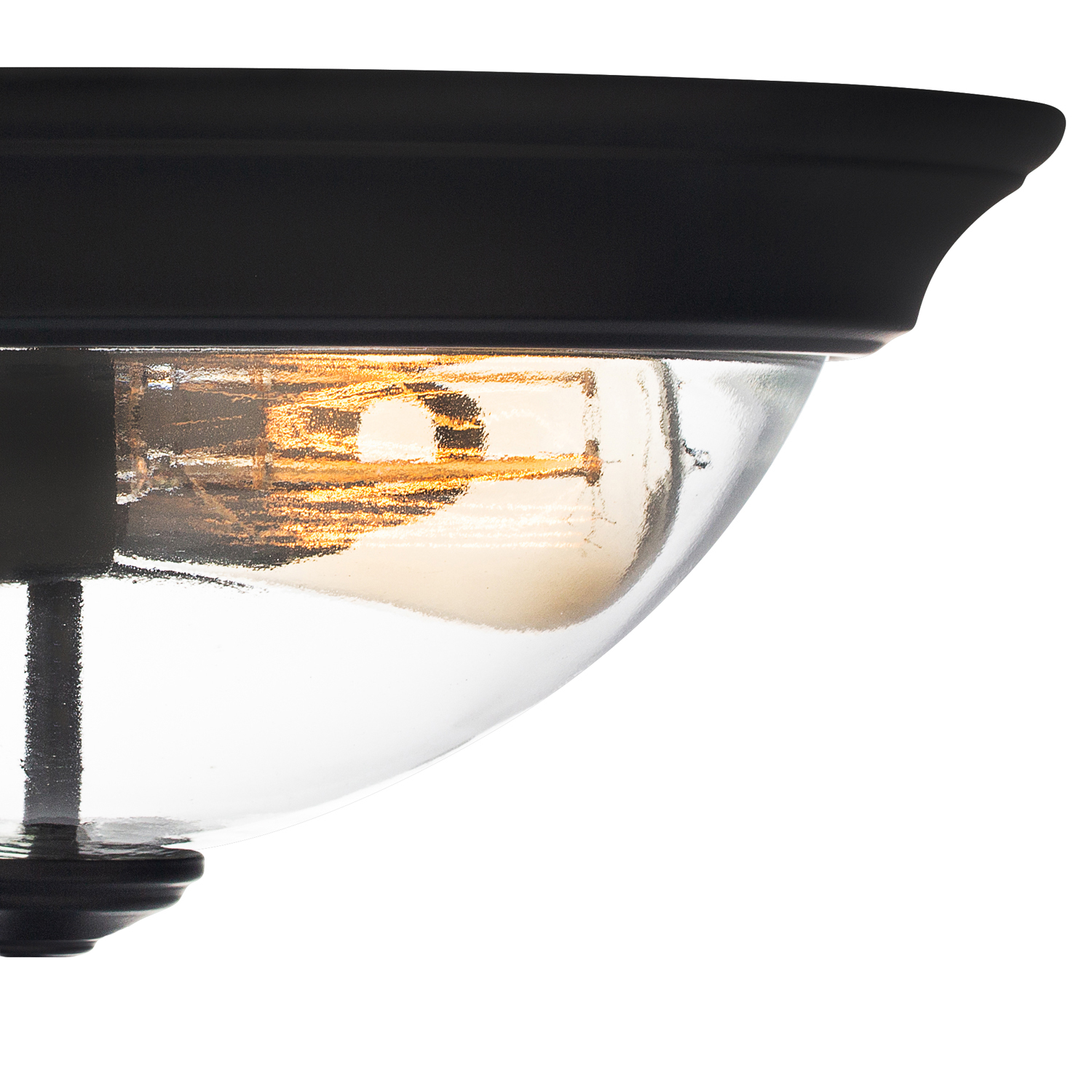 13 Inch Designer Series Flush Mount Bowl Light - Clear Glass & Bronze Finish for Modern Bedroom, Kitchen or Bathroom Lighting