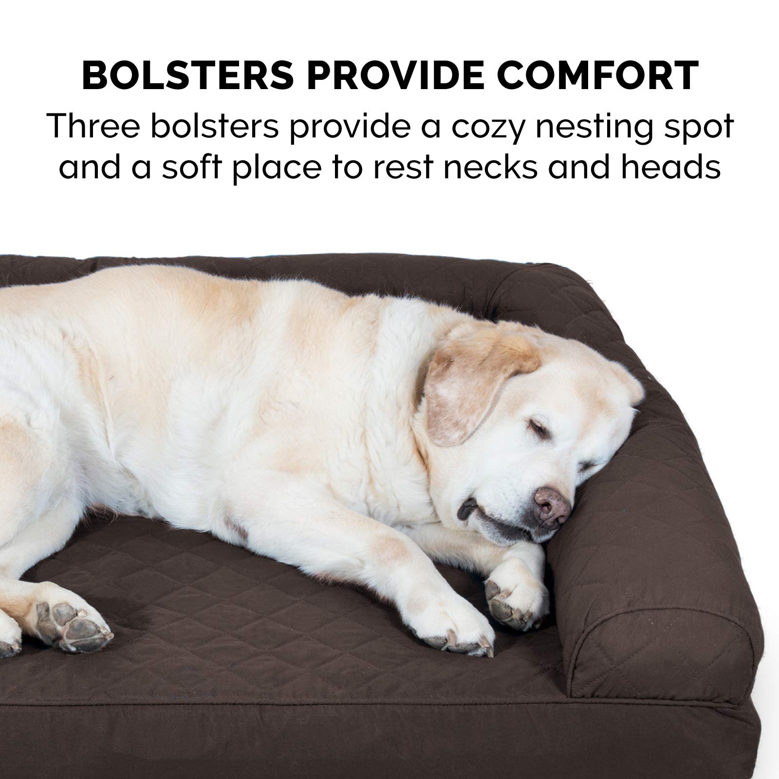 Furhaven Cooling Gel Dog Bed for Large Dogs up to 95 lbs - Removable Bolsters & Machine Washable Cover - Quilted Sofa Style in Coffee Color (Jumbo/XL) - Perfect for Hot Weather & Arthritis Relief