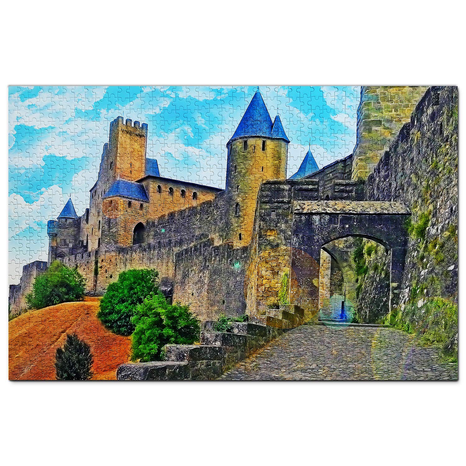 1000-Piece France Carcassonne Castle Wooden Jigsaw Puzzle | Medieval Travel Souvenir & Home Decor | Perfect for Adults, Puzzle Enthusiasts & French Culture Lovers
