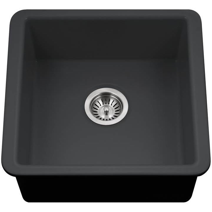 Hamat CHE 1717BU MB Undermount Fireclay Bar Sink in Matte Black - Perfect for Kitchen Islands, Wet Bars, and Outdoor Entertaining Areas