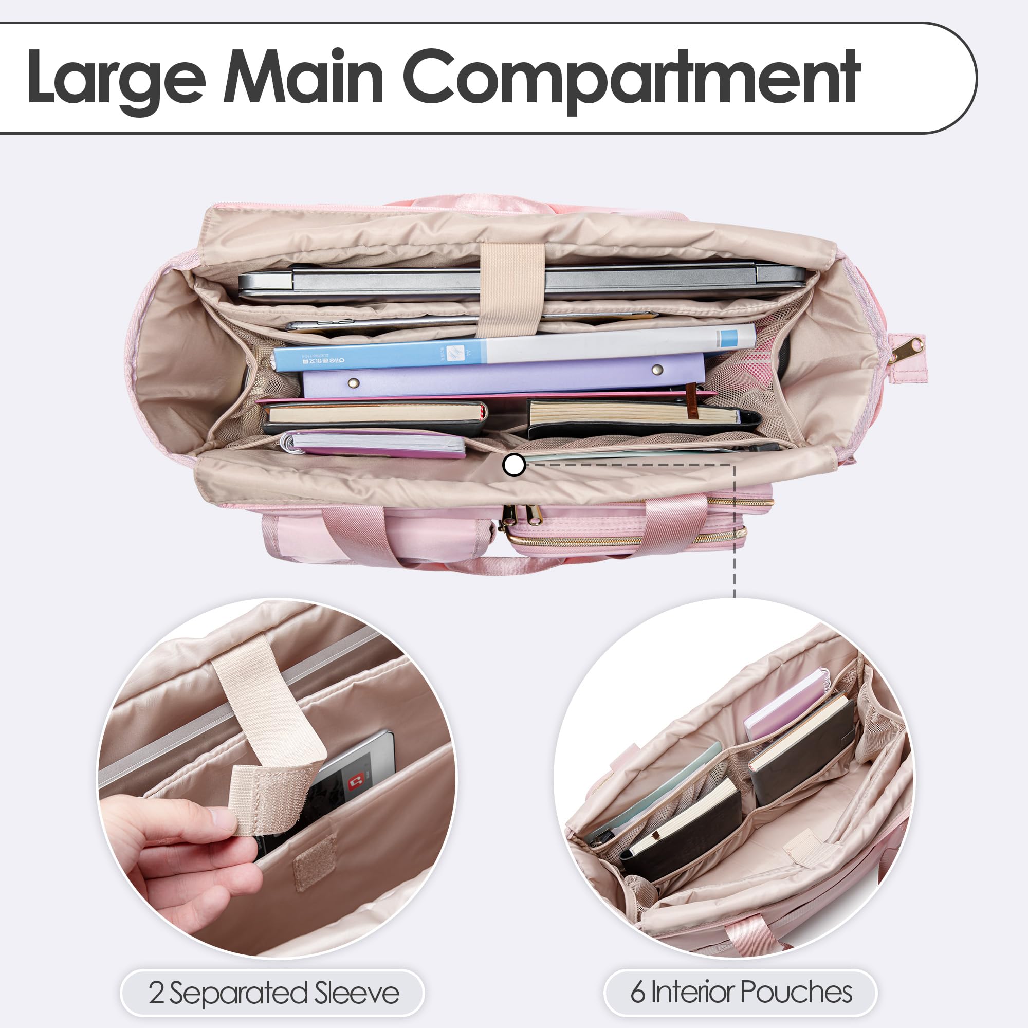 Fasrom Teacher Tote Bag with Laptop Compartment - Women's Work Bag for Teaching Supplies & School Essentials - Pink Patent Leather Design - Perfect for Classroom, Office & Teacher Appreciation Gifts