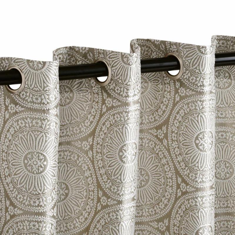 Eminence Jacquard Floral Mandala Semi-Sheer Curtain Panel Set - Elegant Window Treatment for Living Room, Bedroom & Dining Room Decor