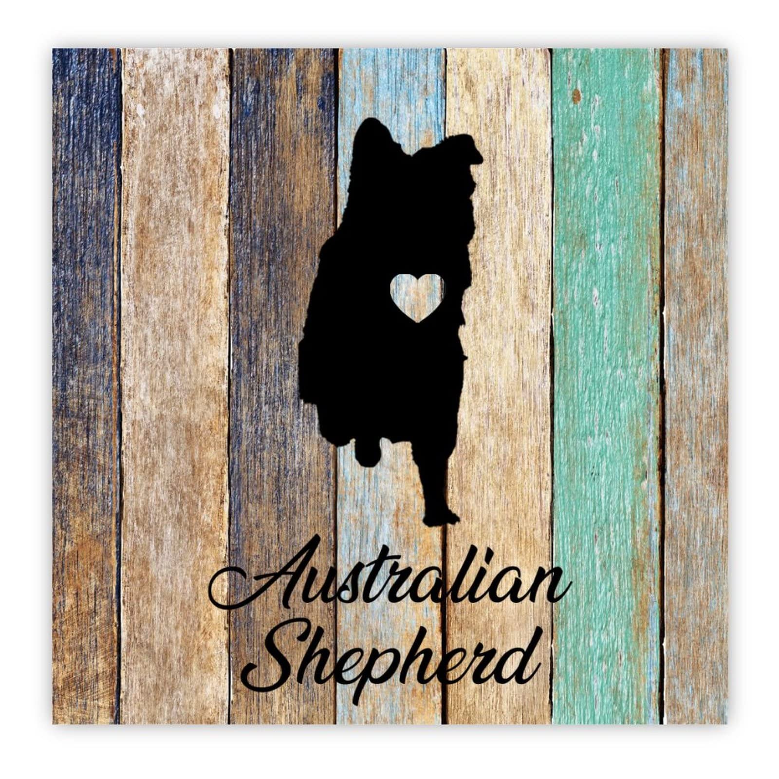 Australian Shepherd Dog Wooden Wall Sign - Christian Home Decor for Bedroom & Living Room - 12x12 Inch Rustic Puppy Wall Art - Perfect for Housewarming Gifts & Pet Lover Gifts (Ideal for Farmhouse, Nursery, or Office Decor)
