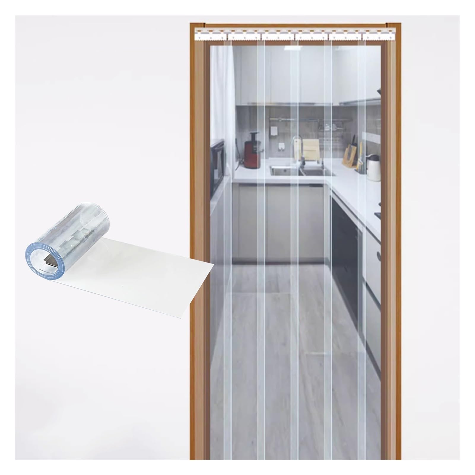 Clear PVC Strip Door Curtain - 135x235cm/53.1x92.5in Plastic Vinyl Windproof Soundproof Barrier for Patio, Kitchen, Warehouse & Air-Conditioned Rooms - Durable Weatherproof Entryway Solution for Homes, Restaurants & Commercial Spaces