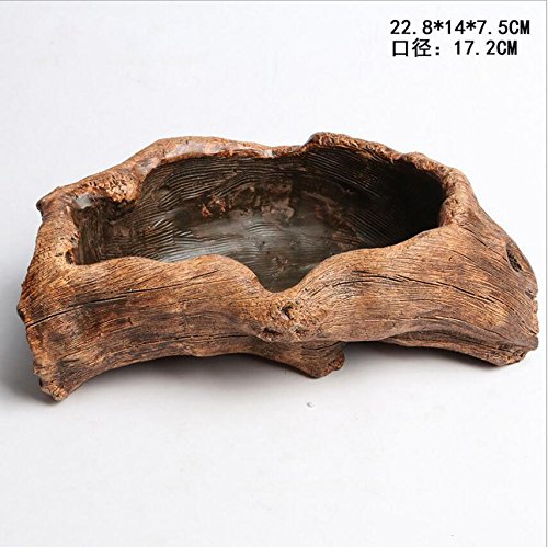 NWFashion Wooden Brown Succulent Planter - Handmade Flower Pot for Indoor & Outdoor Plants - Perfect for Home Decor, Office Desk, Garden, and Patio