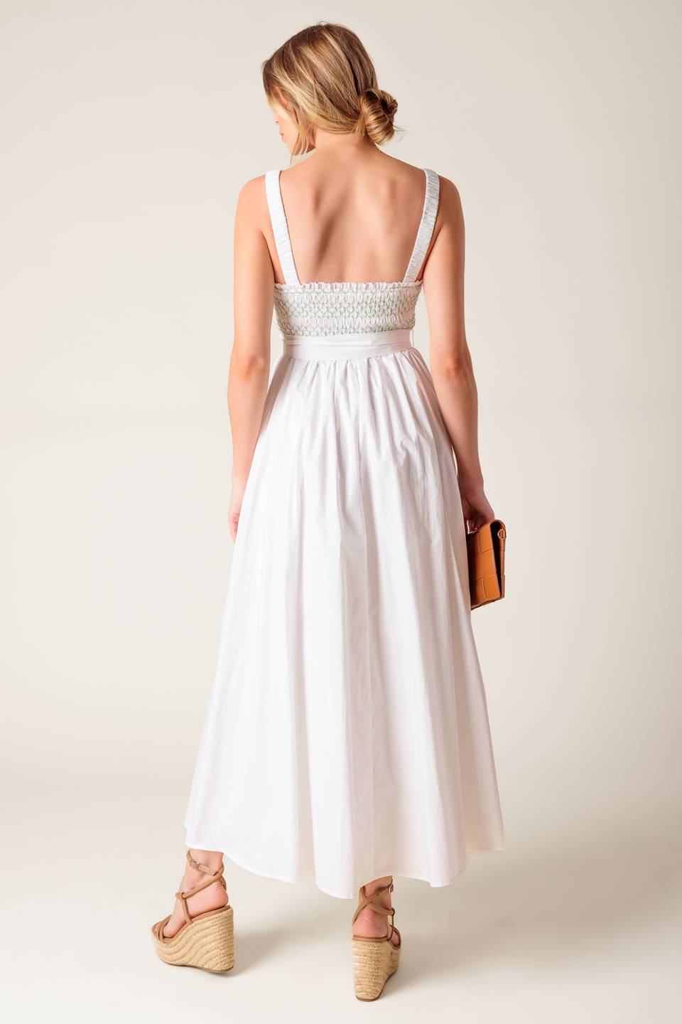MINA Embroidered Midi Dress in Off White - Elegant Boho Style for Summer Parties & Casual Outings