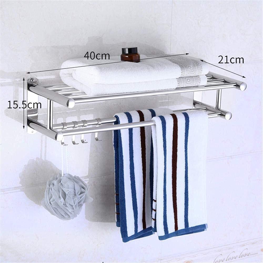 Stainless Steel Wall Mounted Towel Rack Holder for Bathroom & Kitchen - 40cm Punch-Free Design | Space-Saving & Durable for Hand Towels, Dish Towels & Bath Accessories