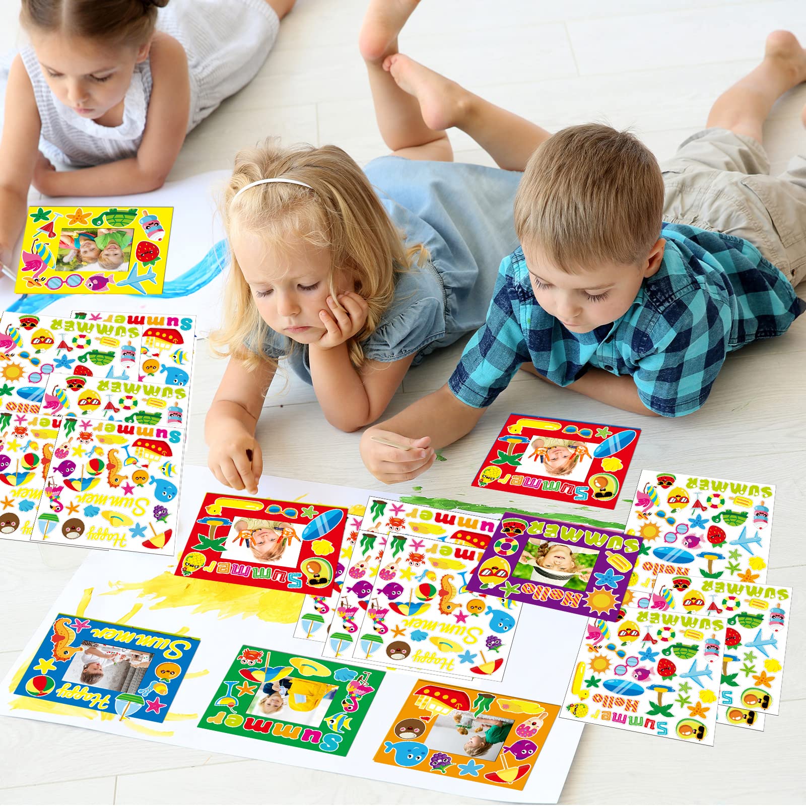 30 Pcs Summer Craft Kits for Kids - DIY Paper Picture Frame Art Projects for Preschool, Kindergarten Classroom Activities - First Day of School, Summer Party Favors, Home Decor & Indoor Games