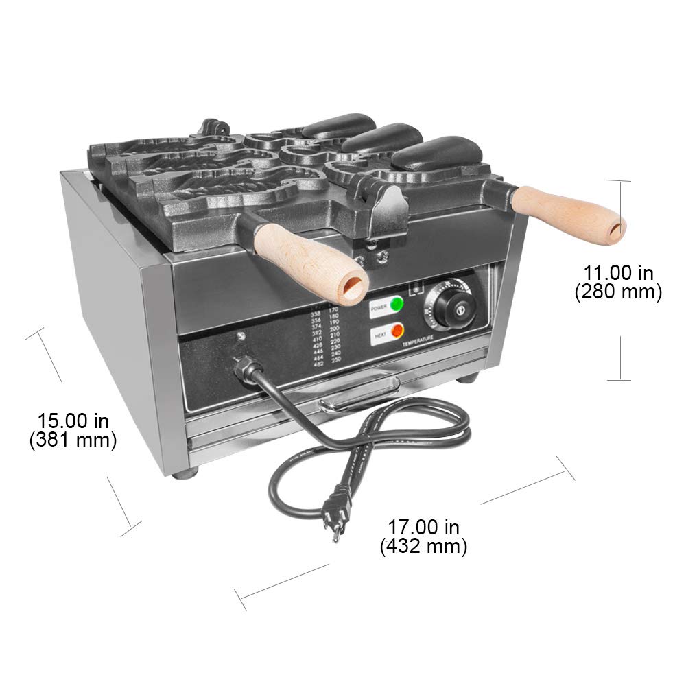 Taiyaki Fish Waffle Maker - 3-Cavity Japanese Fish-Shaped Nonstick Waffle Iron (110V) | Perfect for Bubble Tea Shops, Asian Dessert Cafés & Home Breakfast