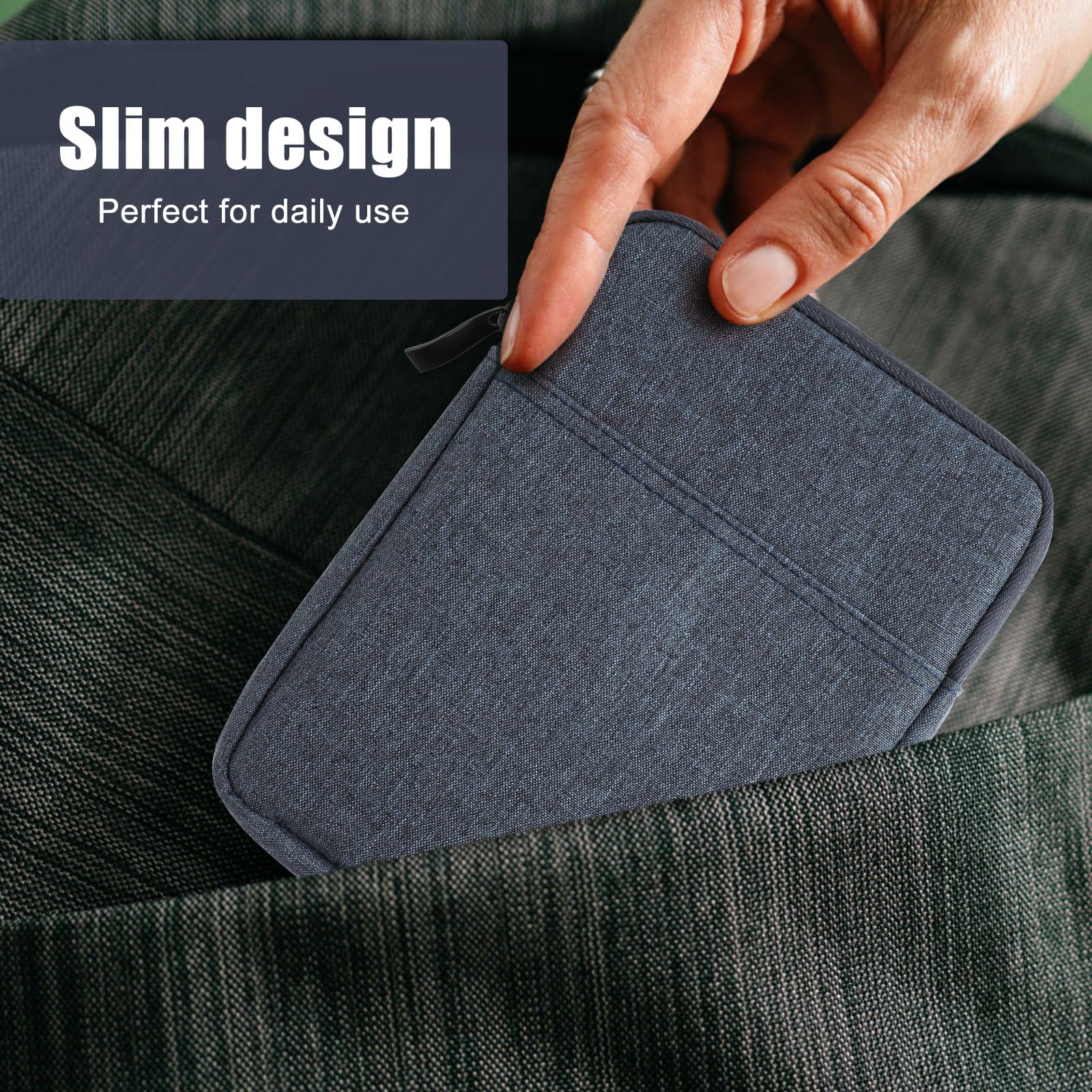 Premium 6-7 Inch Kindle E-Reader Sleeve Case - Waterproof Protective Cover Pouch for Kindle Paperwhite/Oasis/Fire Tablet - Navy Blue - Perfect for Travel, Commuting & Home Reading Protection