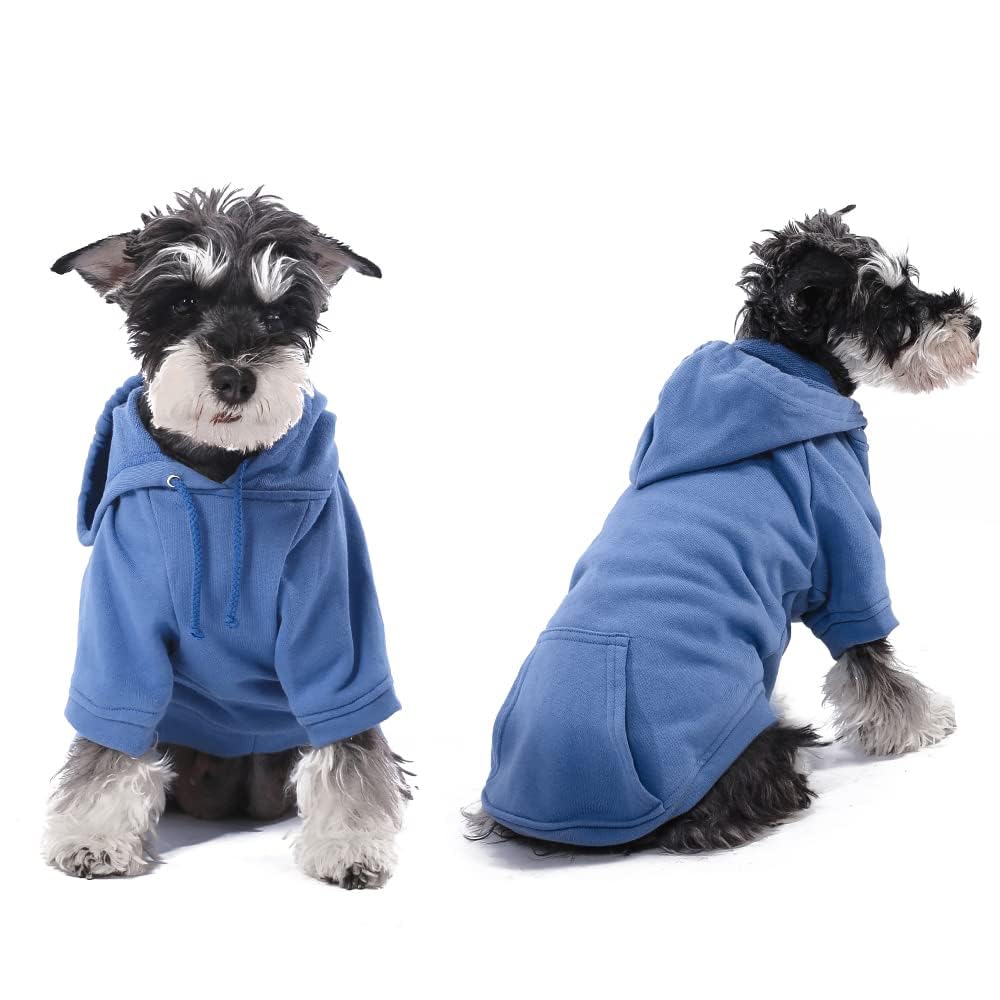 Dog Hoodies Sweatshirt with Hood and Pockets - Cozy Pet Clothes for Small Dogs (Blue, Medium) | Perfect for Winter Walks & Outdoor Adventures