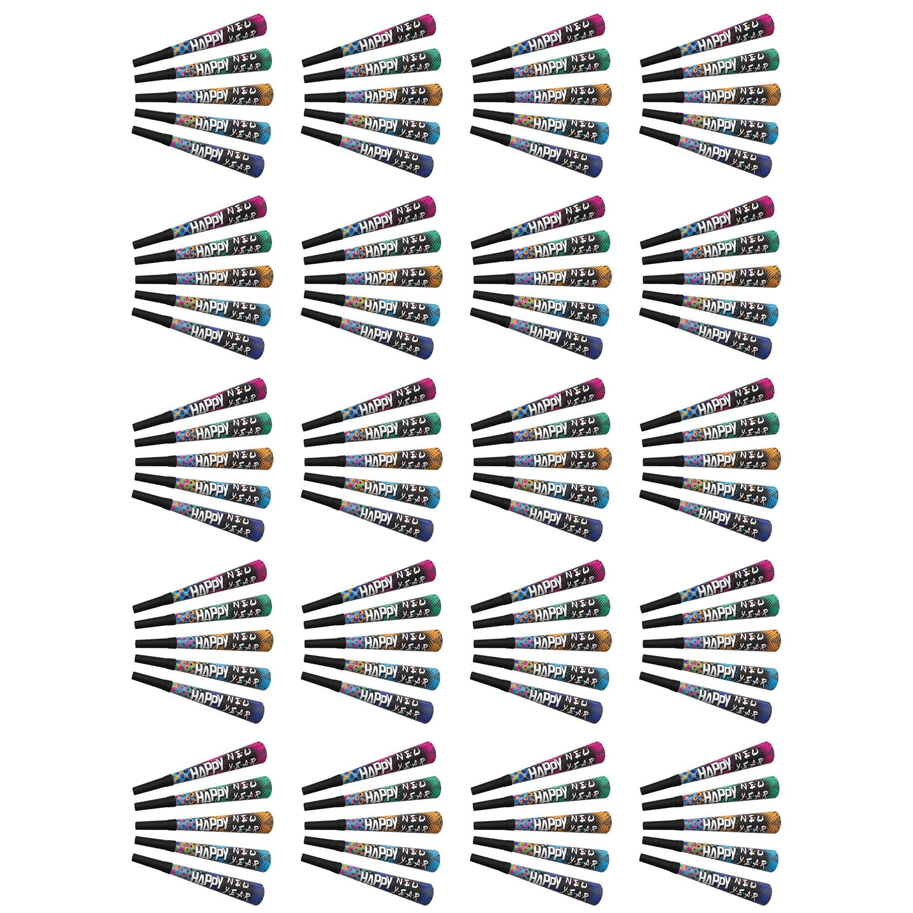 100 Pack Beistle 90's Happy New Year Horns - Nostalgic Party Blowers for New Year's Eve, Birthday Celebrations & Festive Events - Perfect for 90s Theme Parties & Decoration