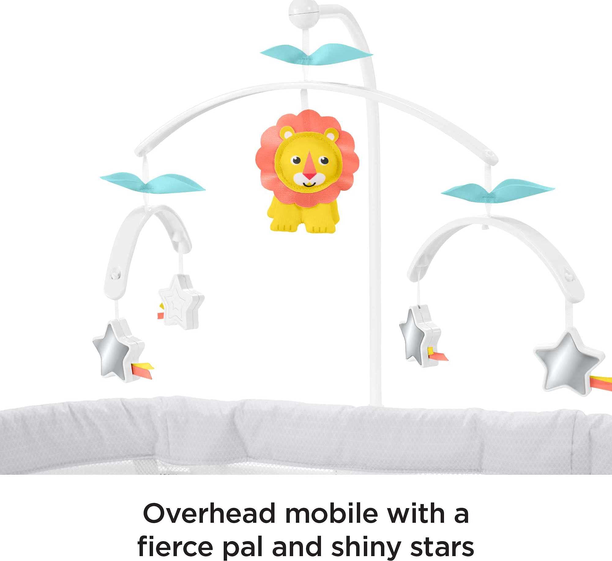 Fisher-Price Baby Bedside Sleeper Bassinet with Soothing Motions, Night Lights, Lullabies, Vibrations & Rotating Toy Mobile for Newborns 0-6 Months - Windmill Design | Perfect for Nursery, Bedroom Co-Sleeping & New Parents