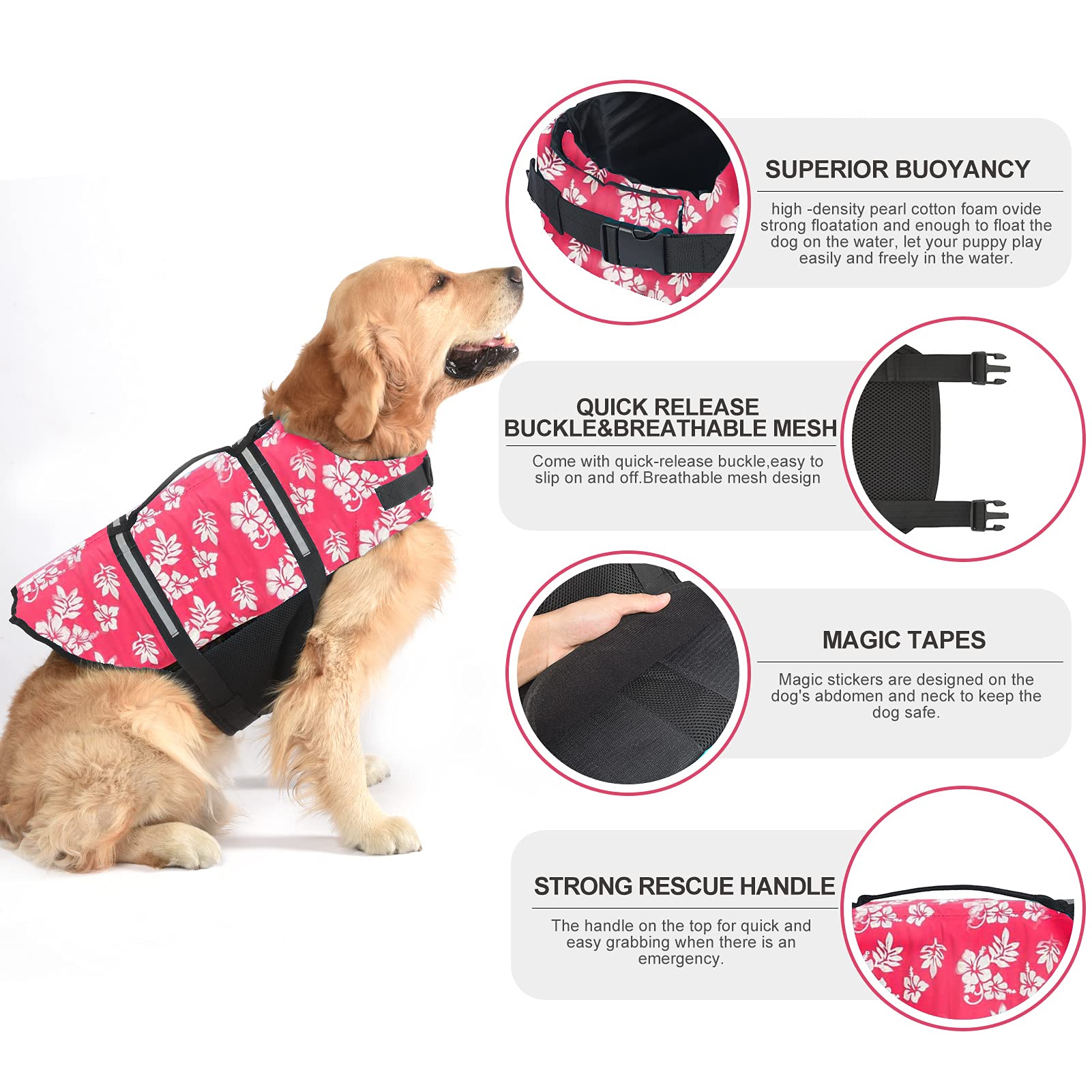 Doglay Adjustable Dog Life Jacket for Swimming & Boating - Reflective Buoyancy Vest for Small, Medium & Large Dogs | Perfect for Water Safety, Beach Trips & Pool Playtime