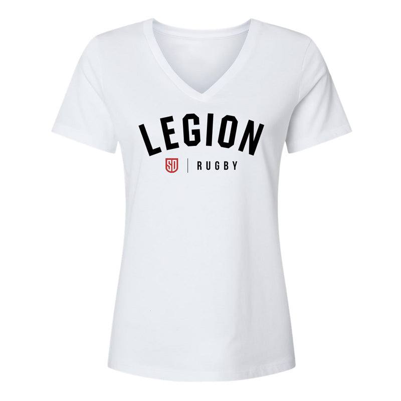 SD Legion Essential Women's V Neck T-Shirt - Soft Cotton Crewneck Tee for Casual Wear, Work & Everyday Outfits | White