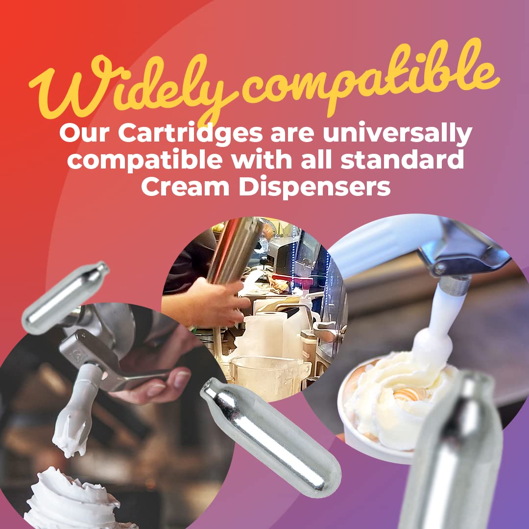 QuickWhip Pro 100 Whipped Cream Chargers (600 Cartridges - 6 Boxes of 100) - 9g Food Grade N2O for Professional & Home Use - Compatible with Standard Cream Dispensers - Perfect for Desserts, Coffee Toppings & Cocktail Garnishes