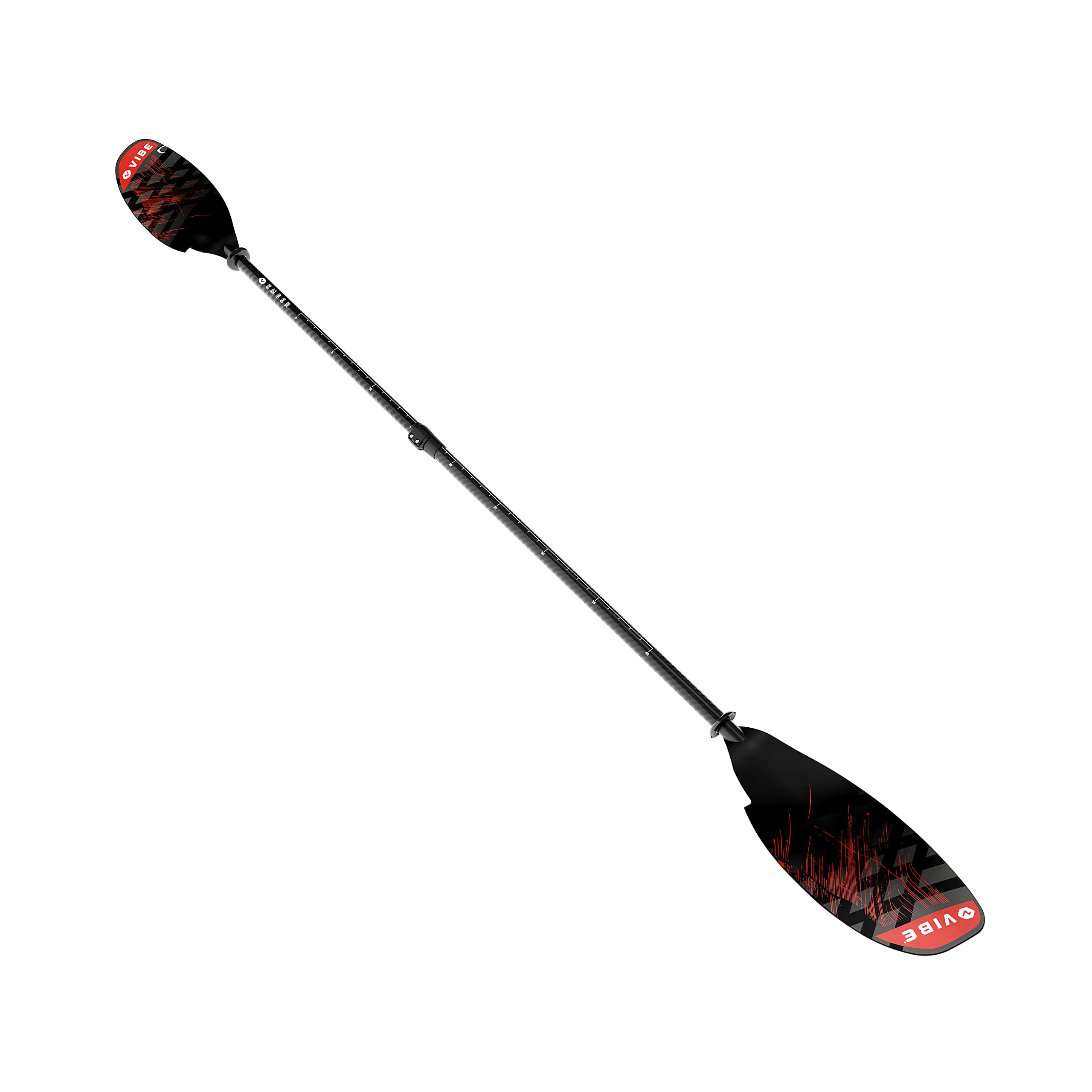 Vibe Ember Kayak Angler Fishing Paddle - Lightweight Carbon Fiber Shaft & Fiberglass Blades - Adjustable 240-260cm - Built-in Retrieval Hook & Dock Pull - Perfect for Kayak Fishing, Camping & Water Sports